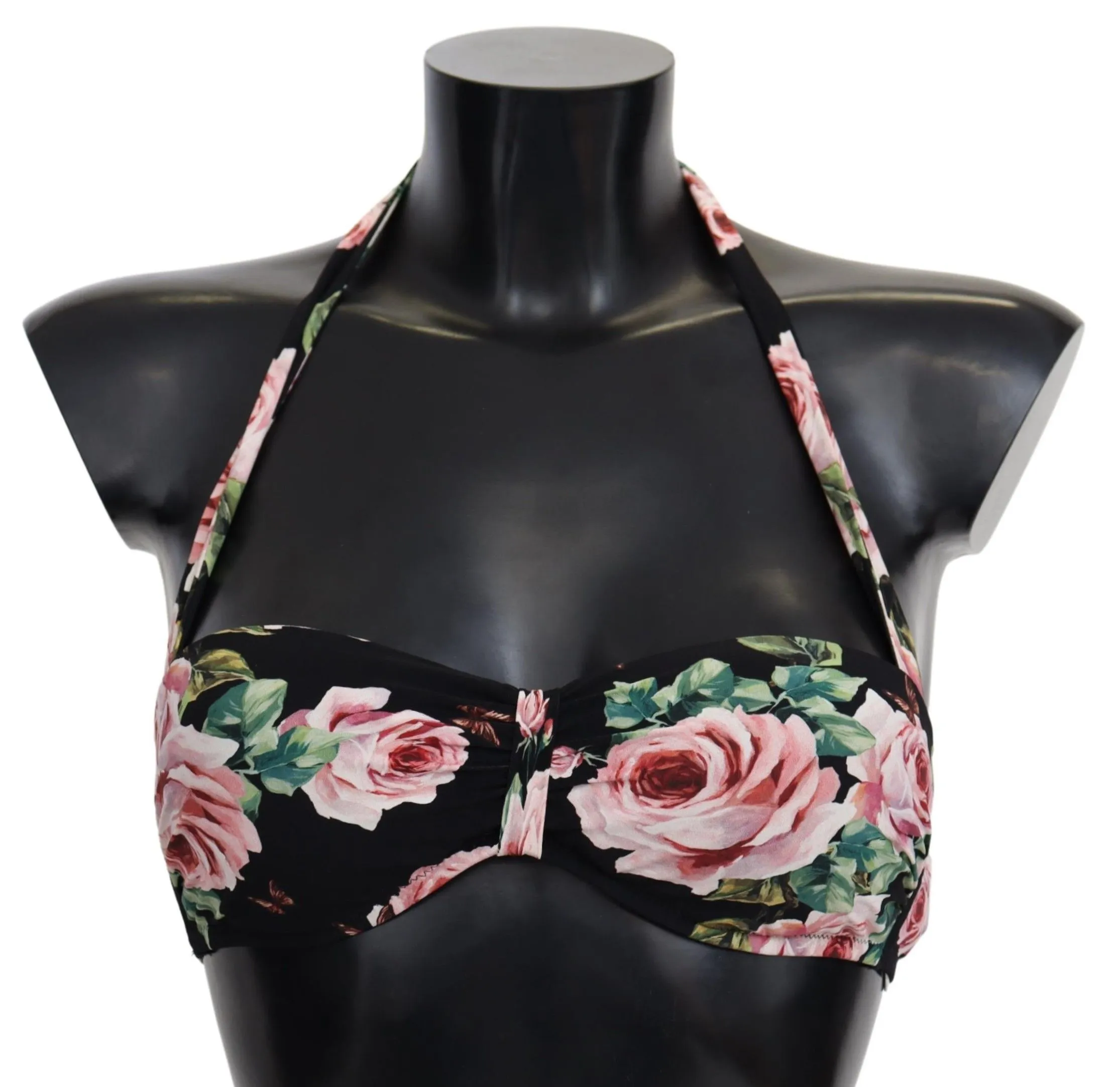 Dolce & Gabbana Women's Elegant Black Floral Bikini Top