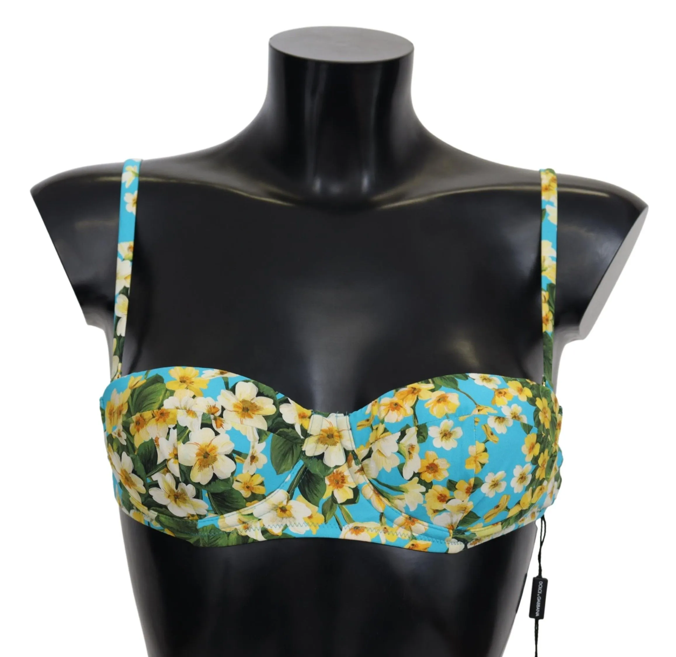 Dolce & Gabbana Women's Chic Light Blue Floral Bikini Top