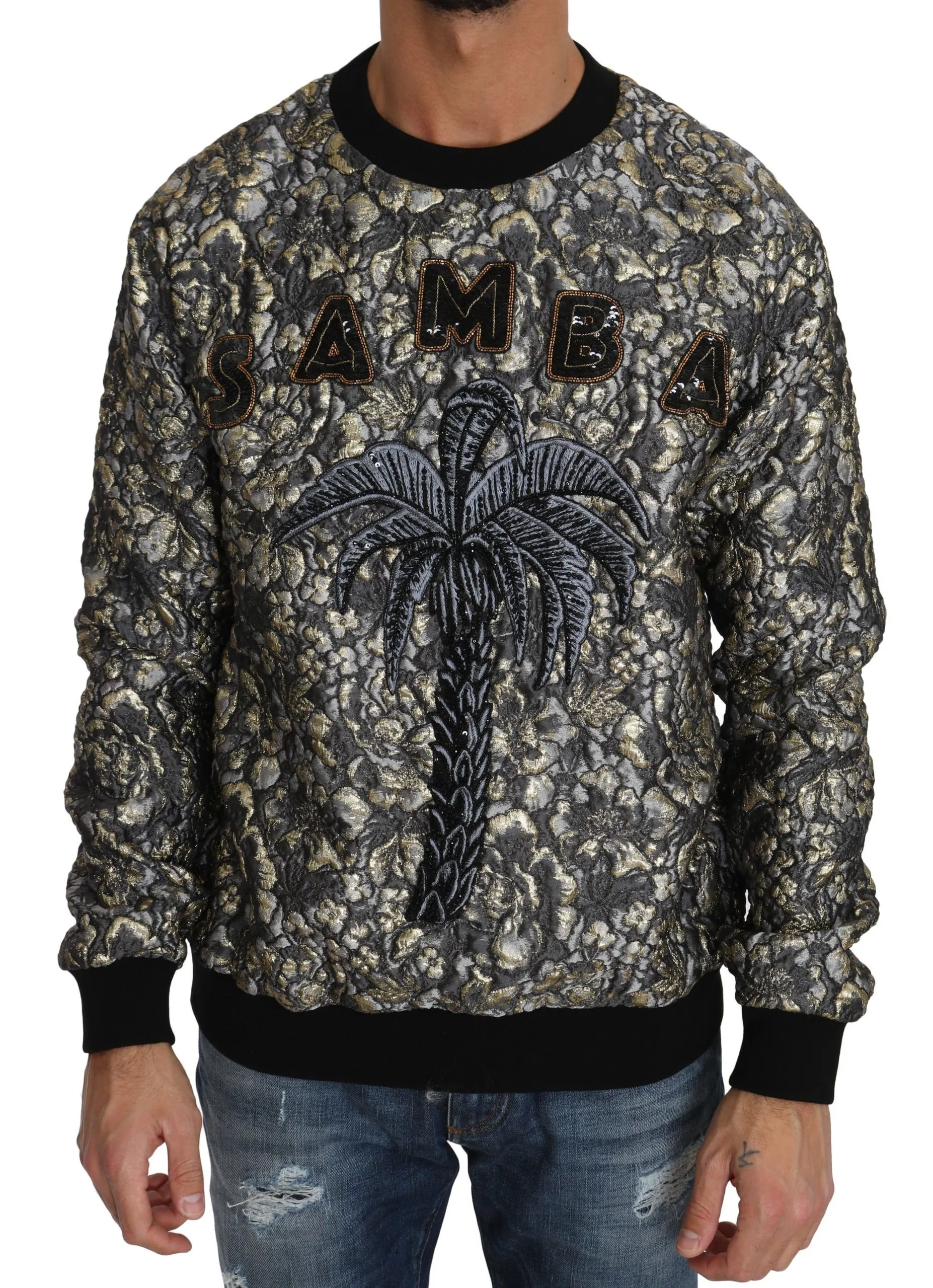 Dolce & Gabbana Men's Samba Jacquard Palm Crewneck Sweater