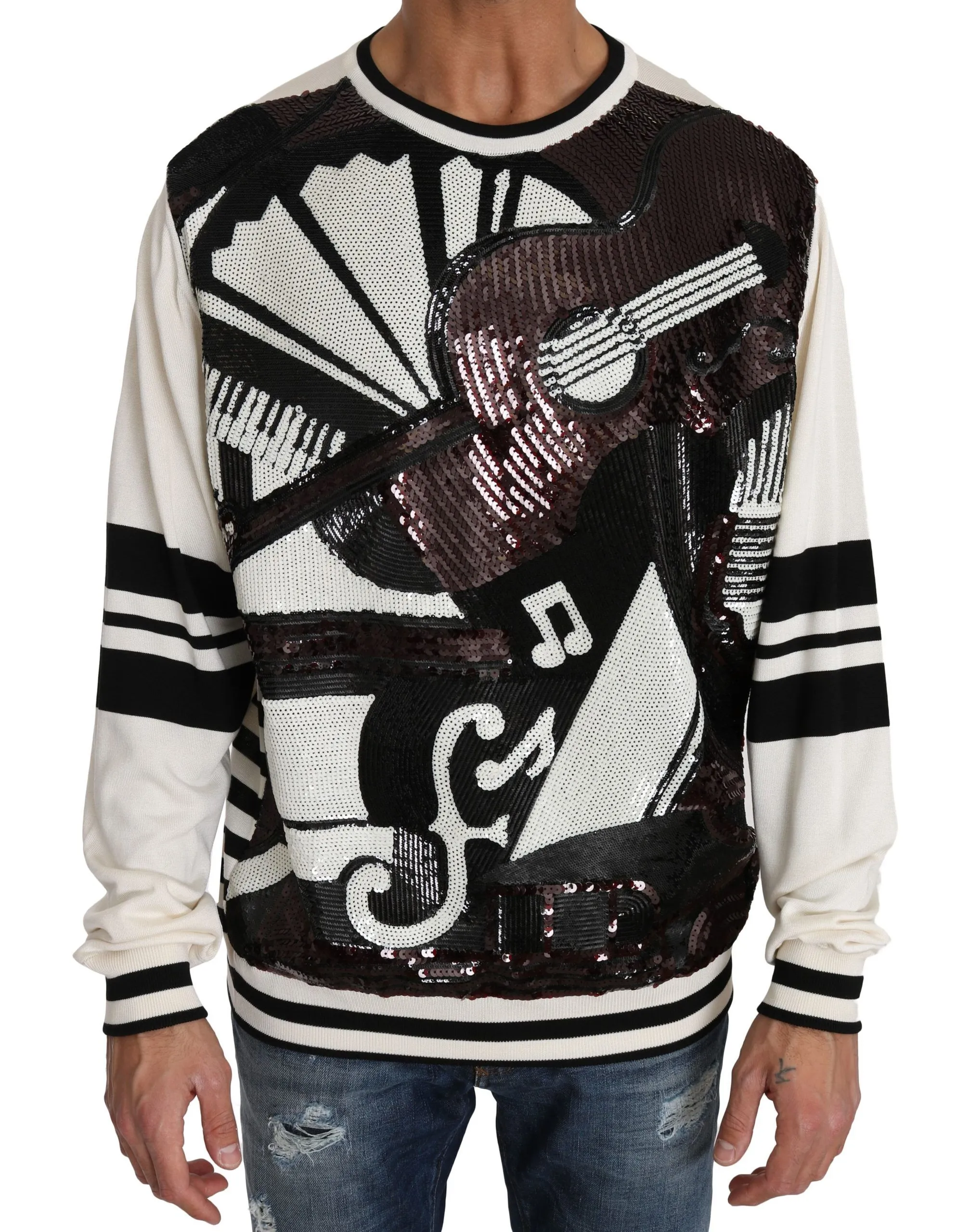 Dolce & Gabbana Men's New York Jazz Sequined Silk Sweater
