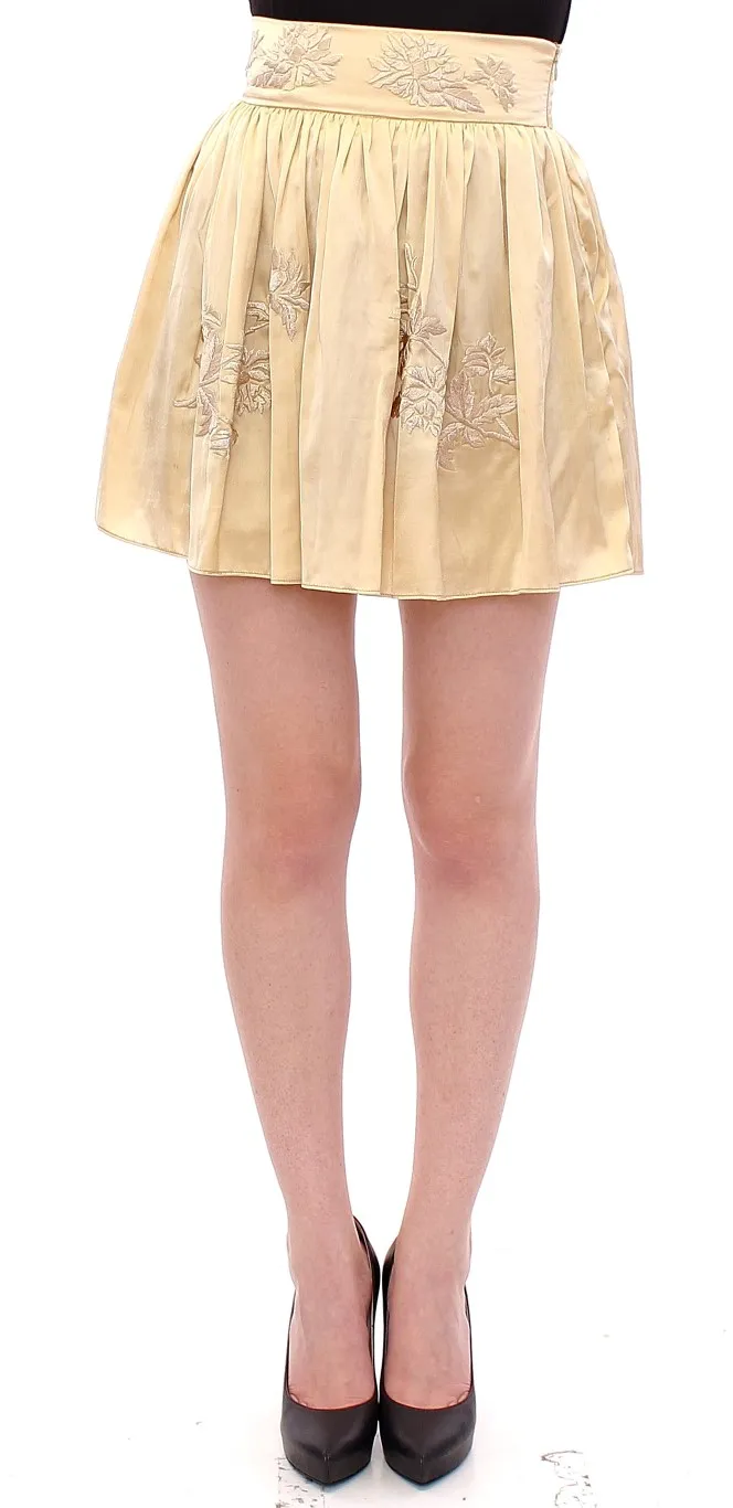 Andrea Incontri Women's Chic Beige Floral Embroidered Mini Skirt