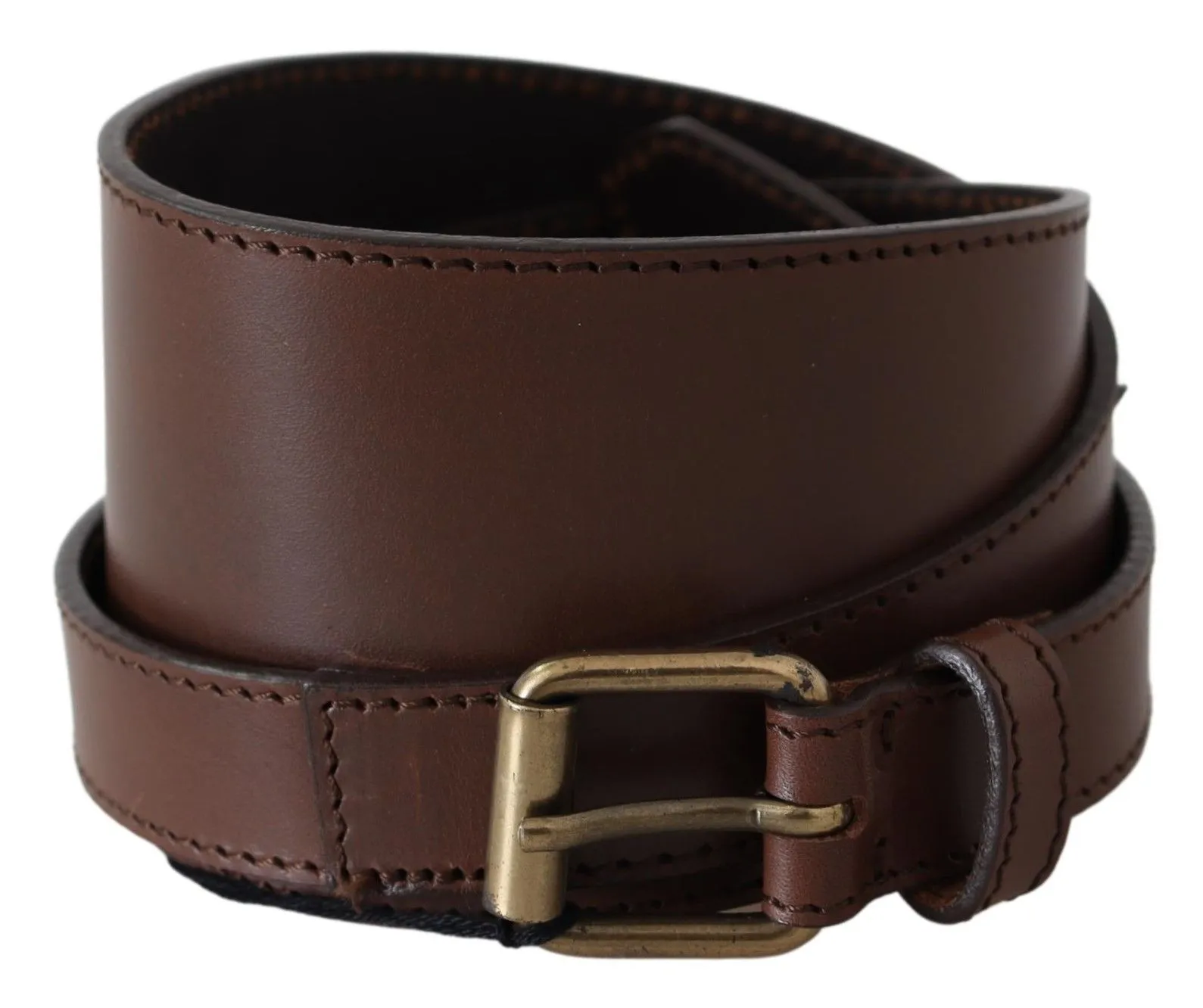 PLEIN SUD Women's Elegant Rustic Gold-Tone Leather Belt