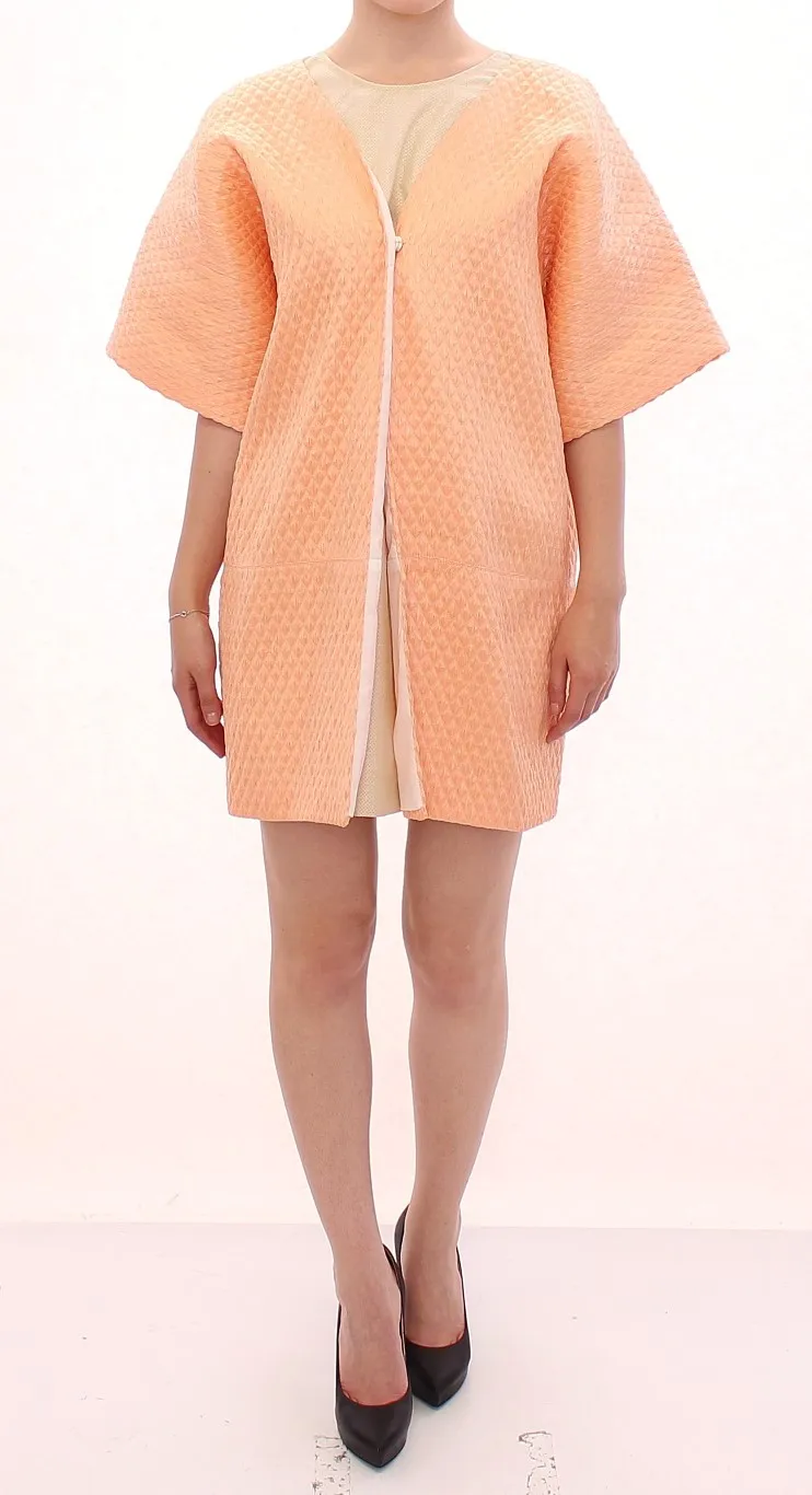Andrea Incontri Women's Chic Pink Silk-Blend Short Sleeve Coat