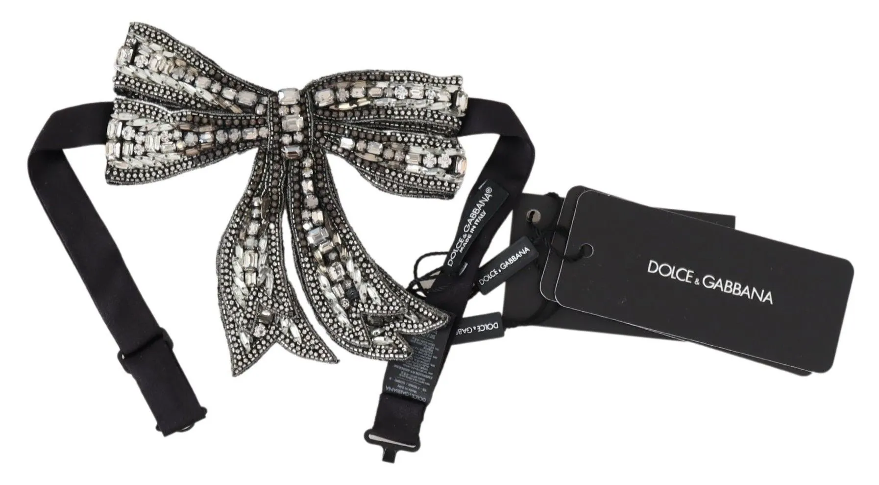 Dolce & Gabbana Women's Elegant Silver Embellished Silk Bowtie
