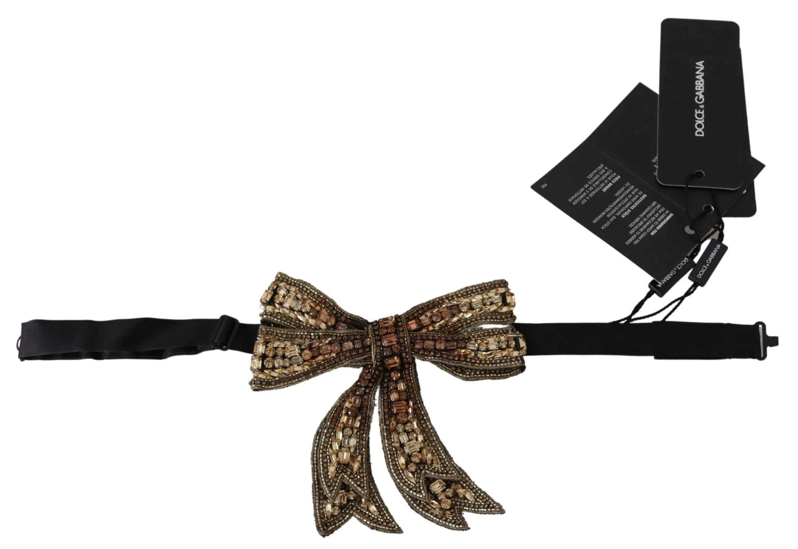 Dolce & Gabbana Women's Elegant Gold Silk Embellished Bowtie
