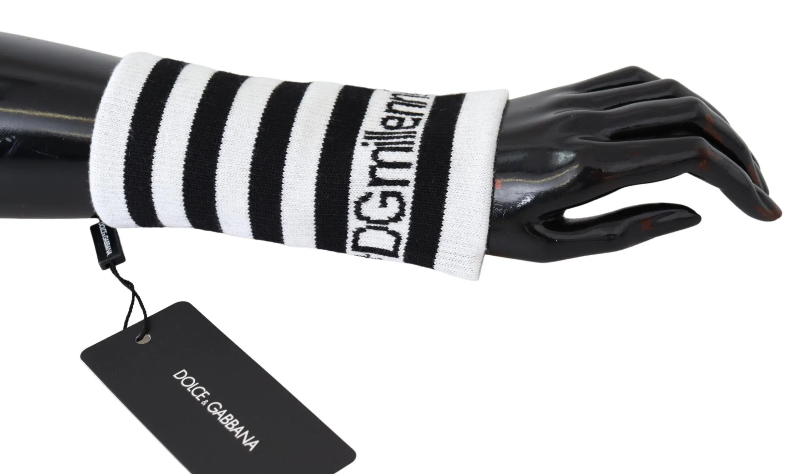 Dolce & Gabbana Men's Elegant Black & White Wool Blend Wrist Wrap
