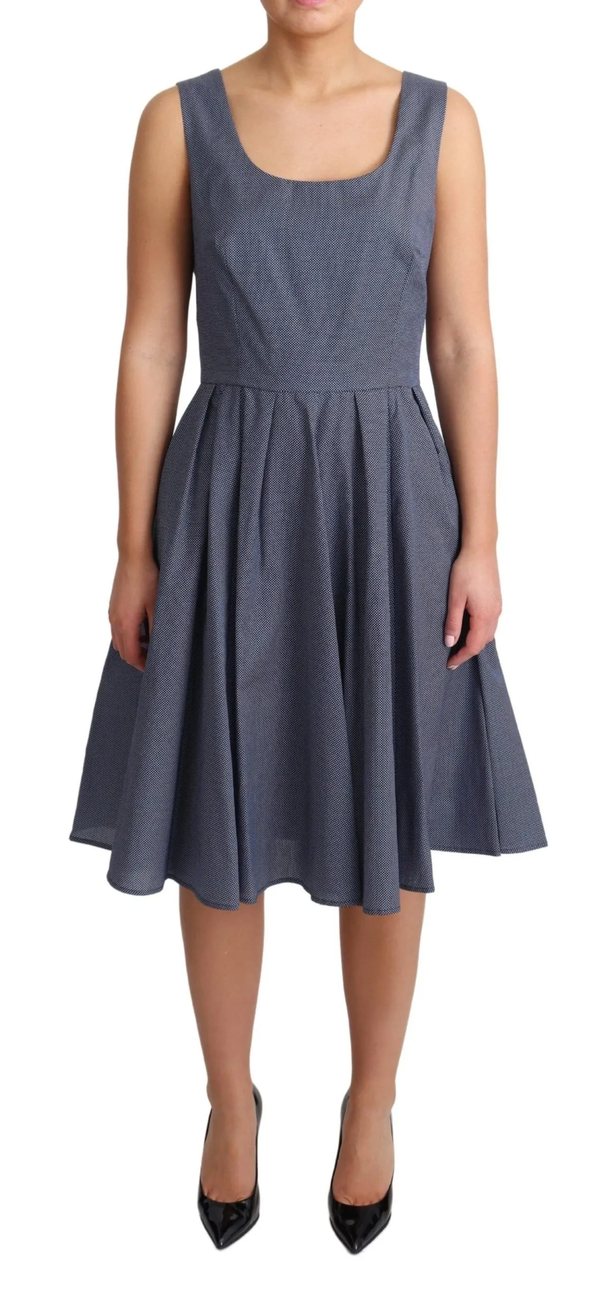 Dolce & Gabbana Women's Chic Blue Polka-Dotted Sleeveless A-Line Dress
