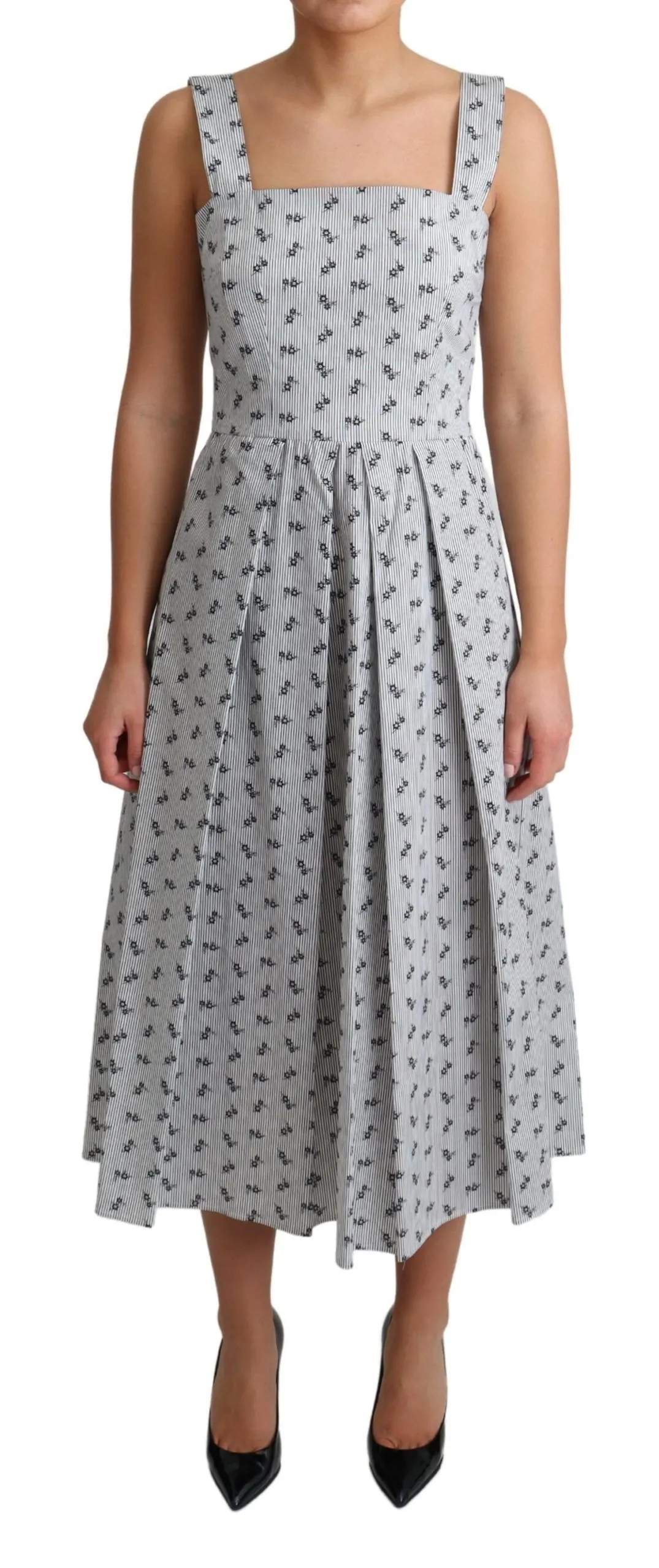 Dolce & Gabbana Women's Elegant Striped Floral A-Line Dress