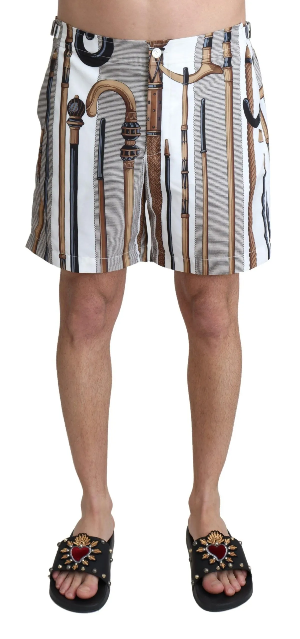Dolce & Gabbana Men's Elegant White Multicolor Swim Shorts