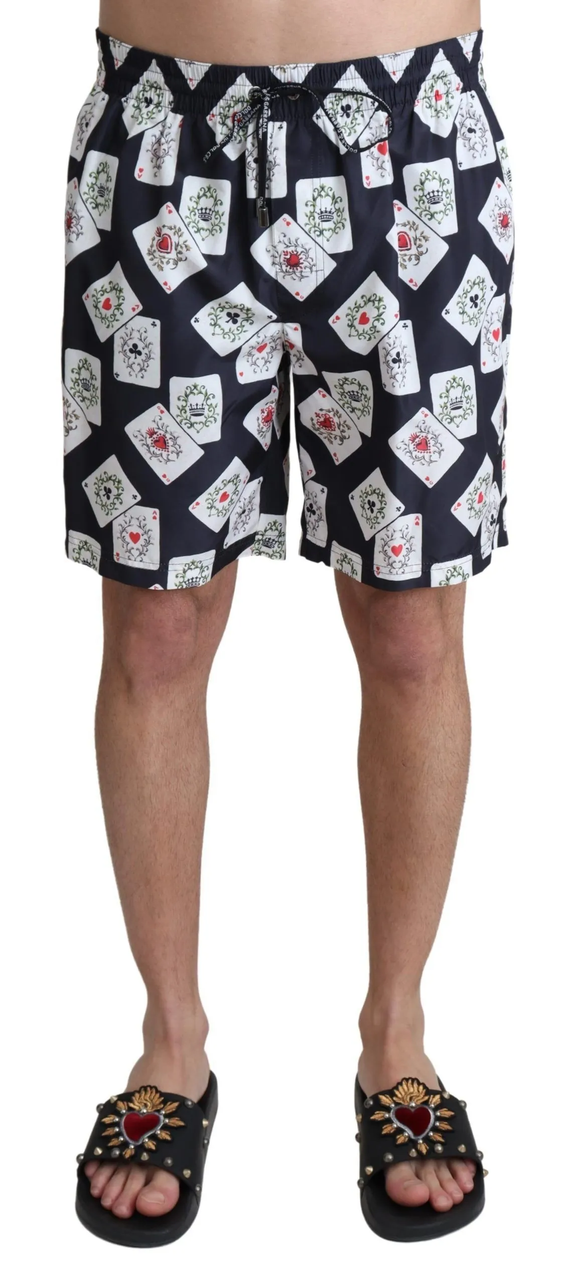 Dolce & Gabbana Men's Multicolor Card Deck Printed Swim Trunks