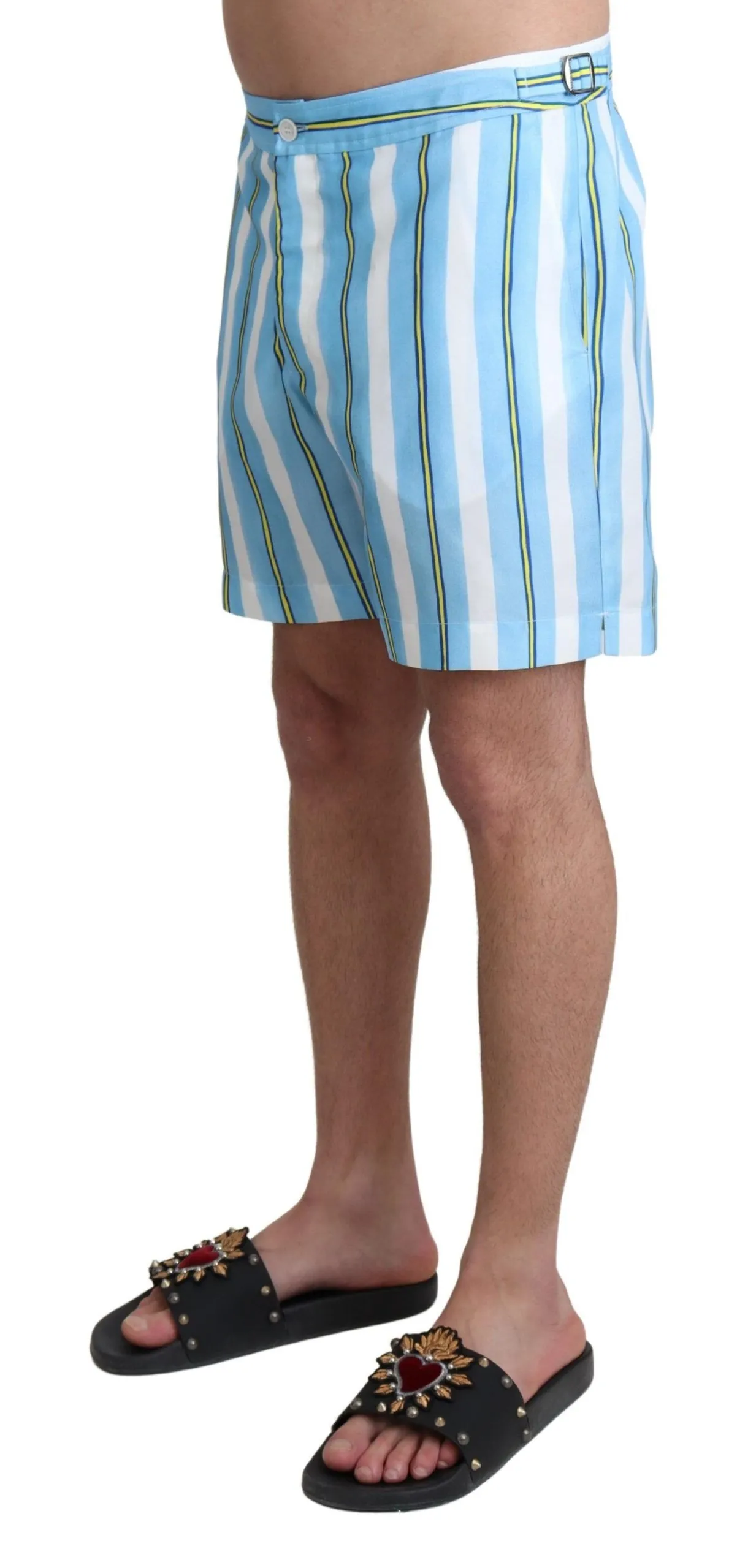 Dolce & Gabbana Men's Chic Striped Expandable Swim Shorts