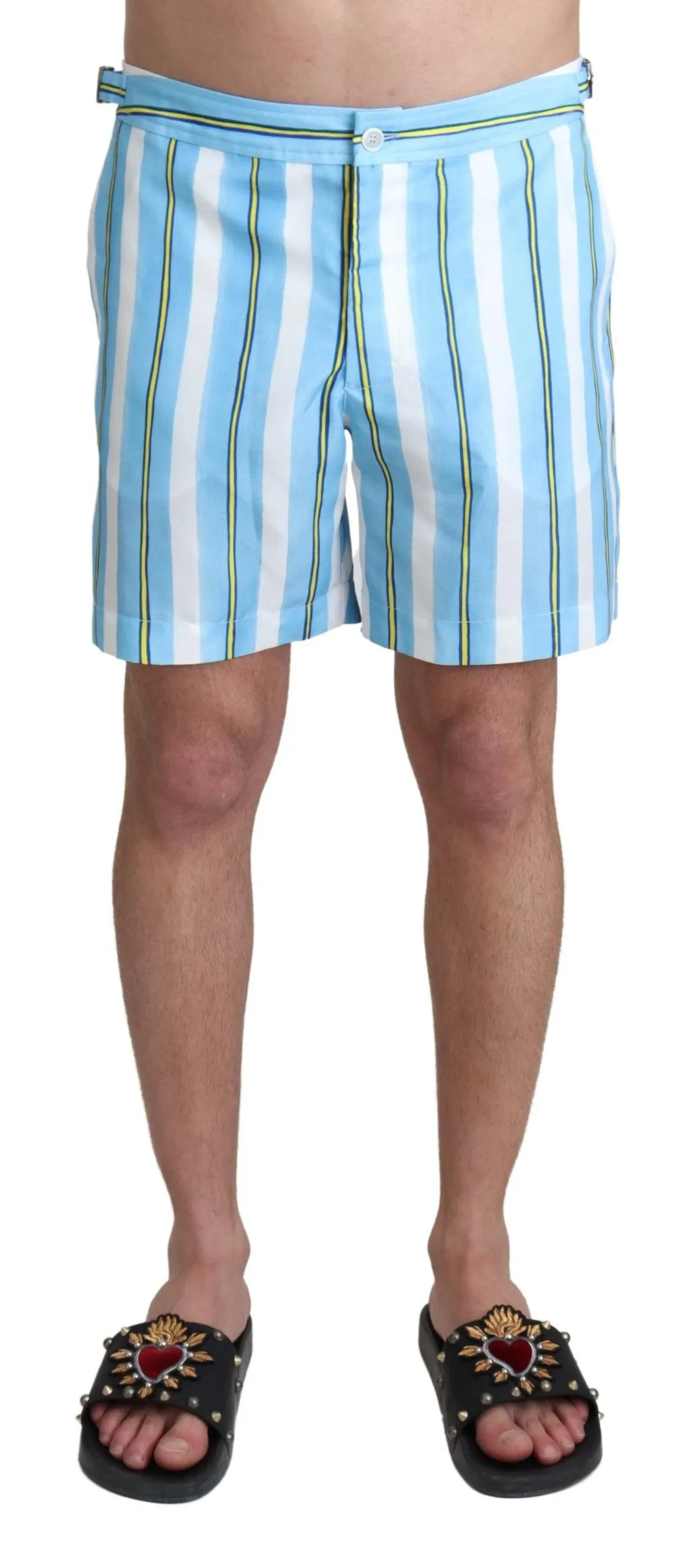 Dolce & Gabbana Men's Chic Striped Expandable Swim Shorts