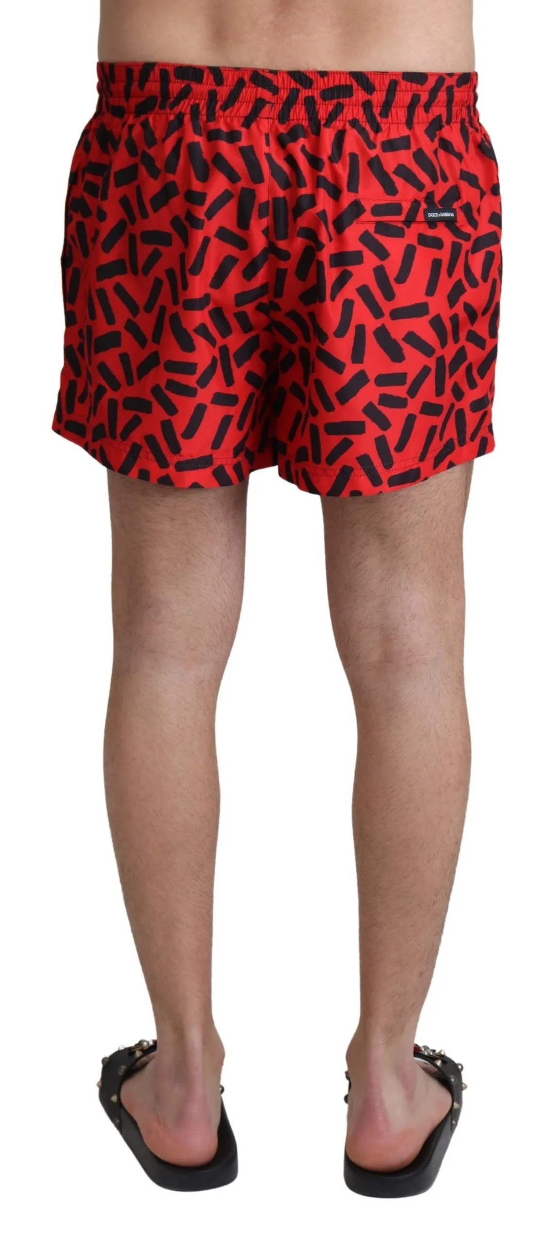 Dolce & Gabbana Men's Radiant Red Drawstring Swim Trunks