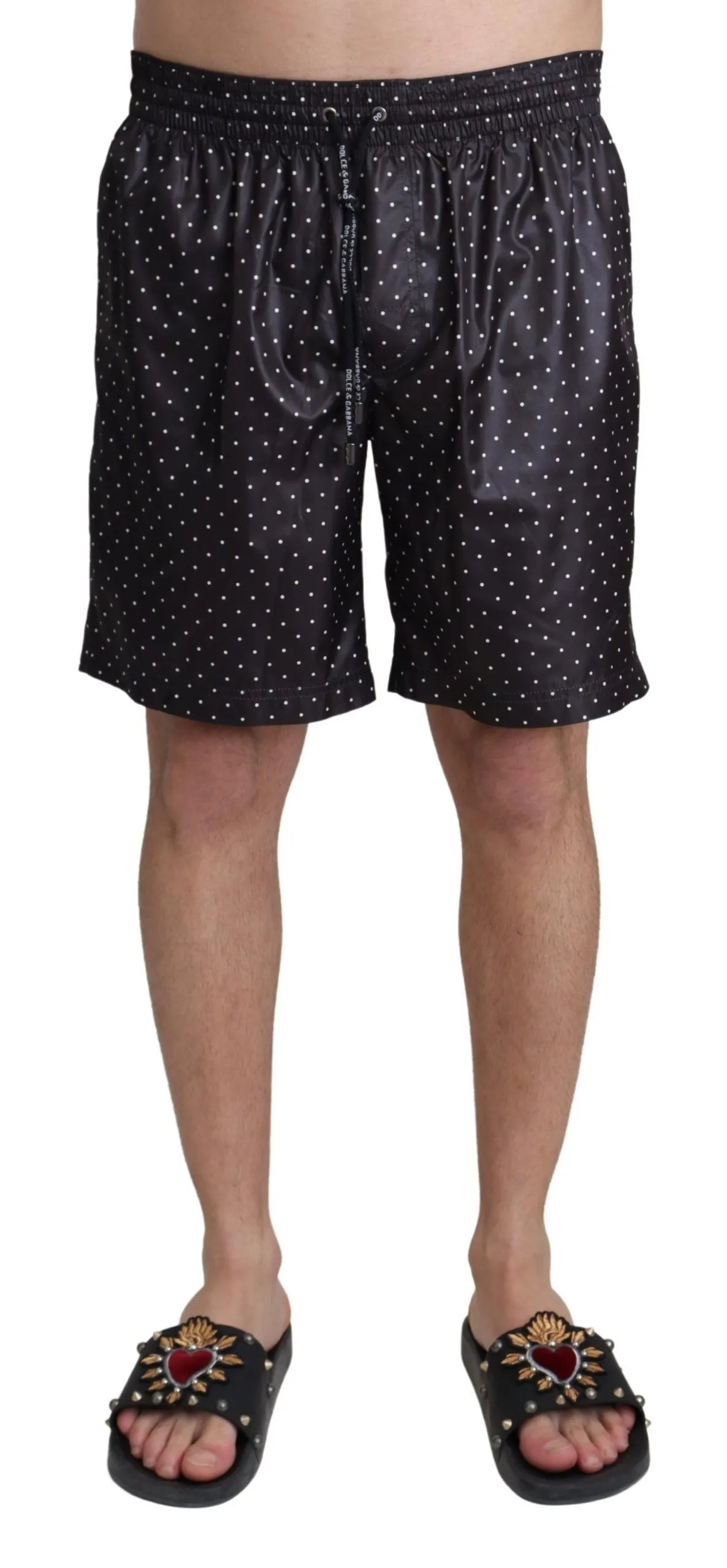 Dolce & Gabbana Men's Chic Black Polka Dot Men's Swim Trunks