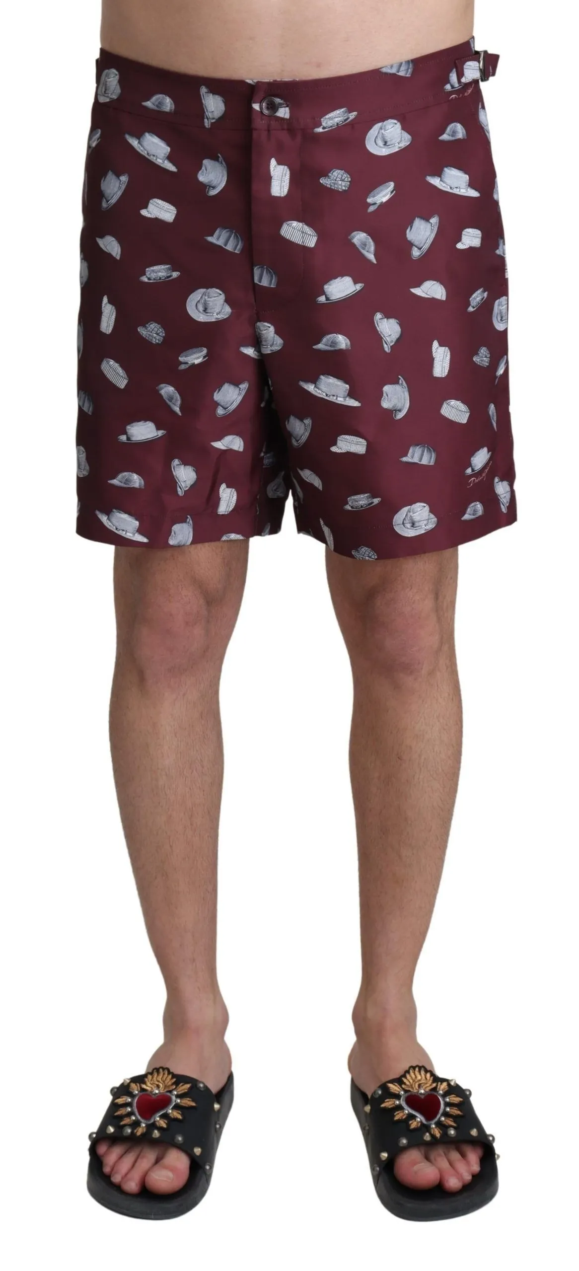 Dolce & Gabbana Men's Elegant Maroon Swim Trunks