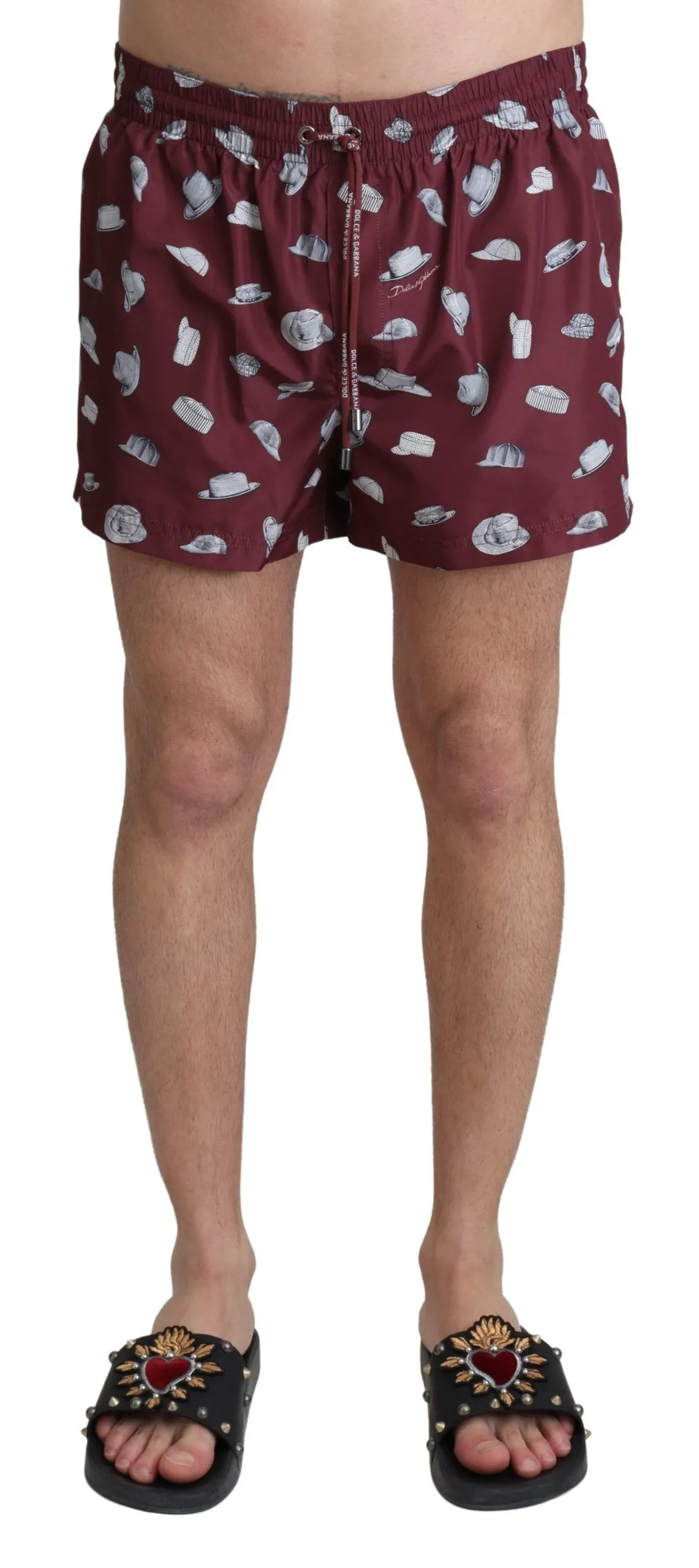Dolce & Gabbana Men's Maroon Elegance Men's Swimming Trunks