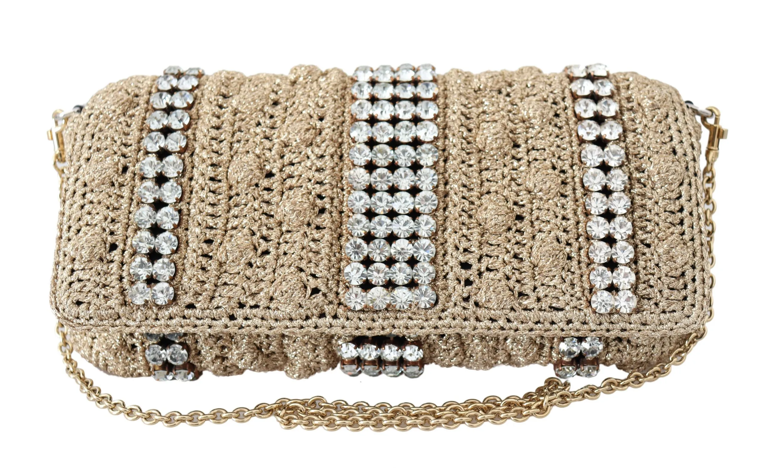 Dolce & Gabbana Women's Exquisite Beige Crossbody Bag with Crystals