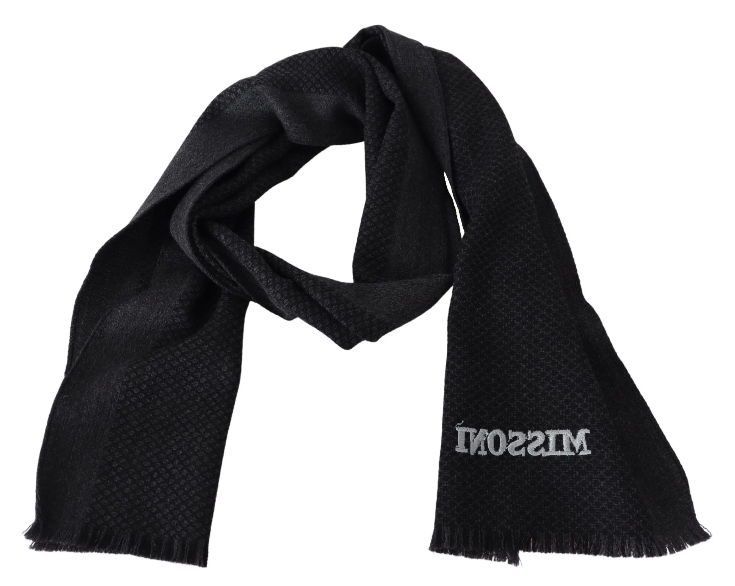 Missoni Women's Elegant Wool Blend Fringed Scarf in Gray