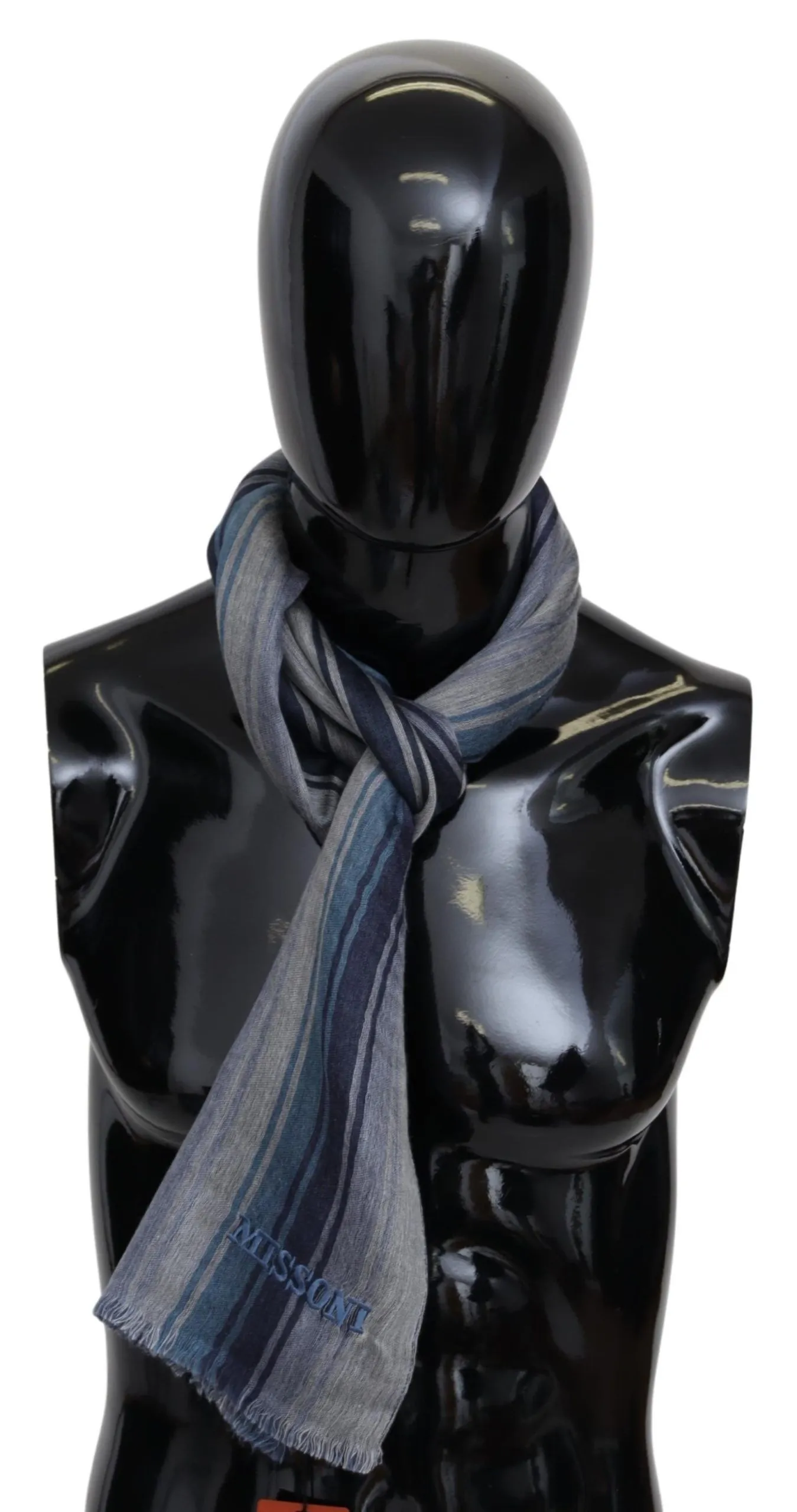 Missoni Men's Elegant Multicolor Wool Scarf with Logo Embroidery