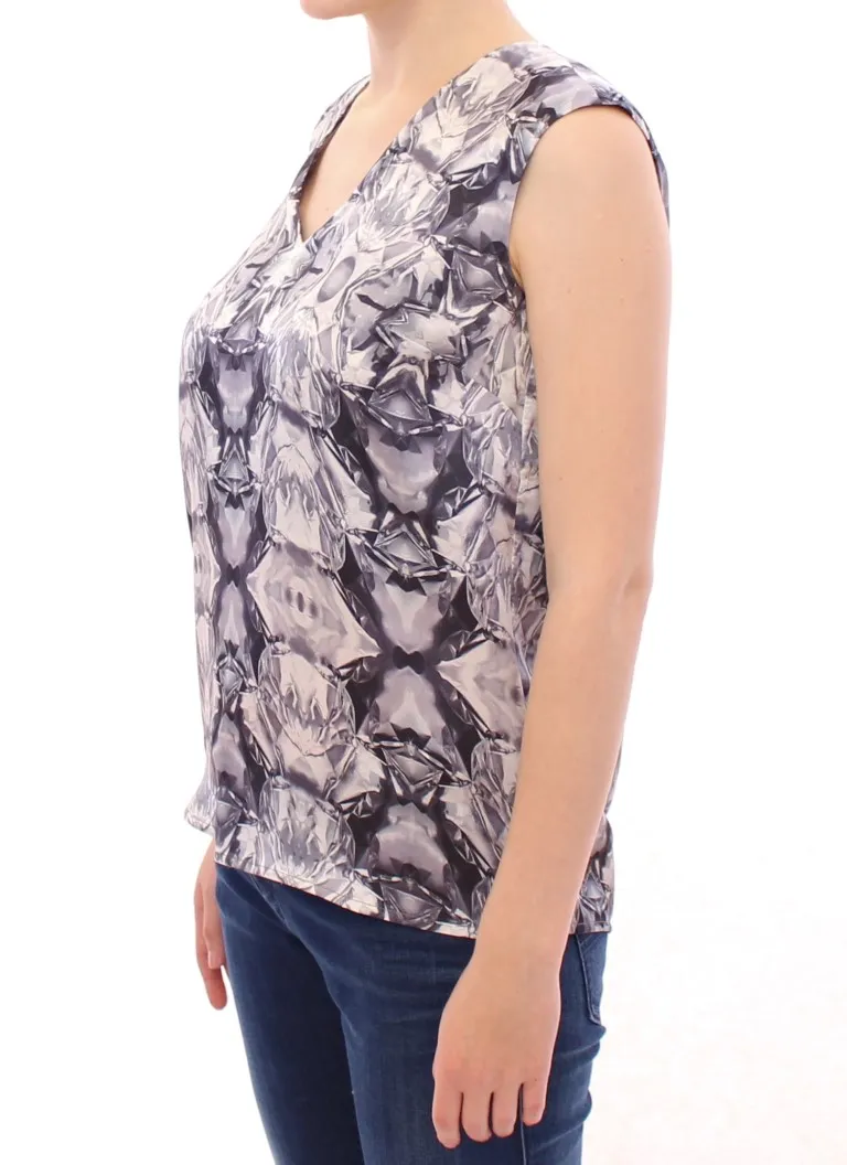 Arzu Kaprol Women's Exquisite Silk Sleeveless Blouse in Multicolor