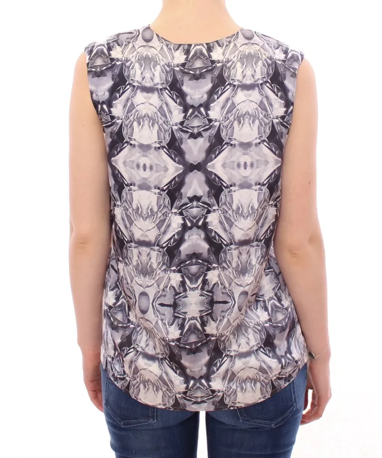Arzu Kaprol Women's Exquisite Silk Sleeveless Blouse in Multicolor