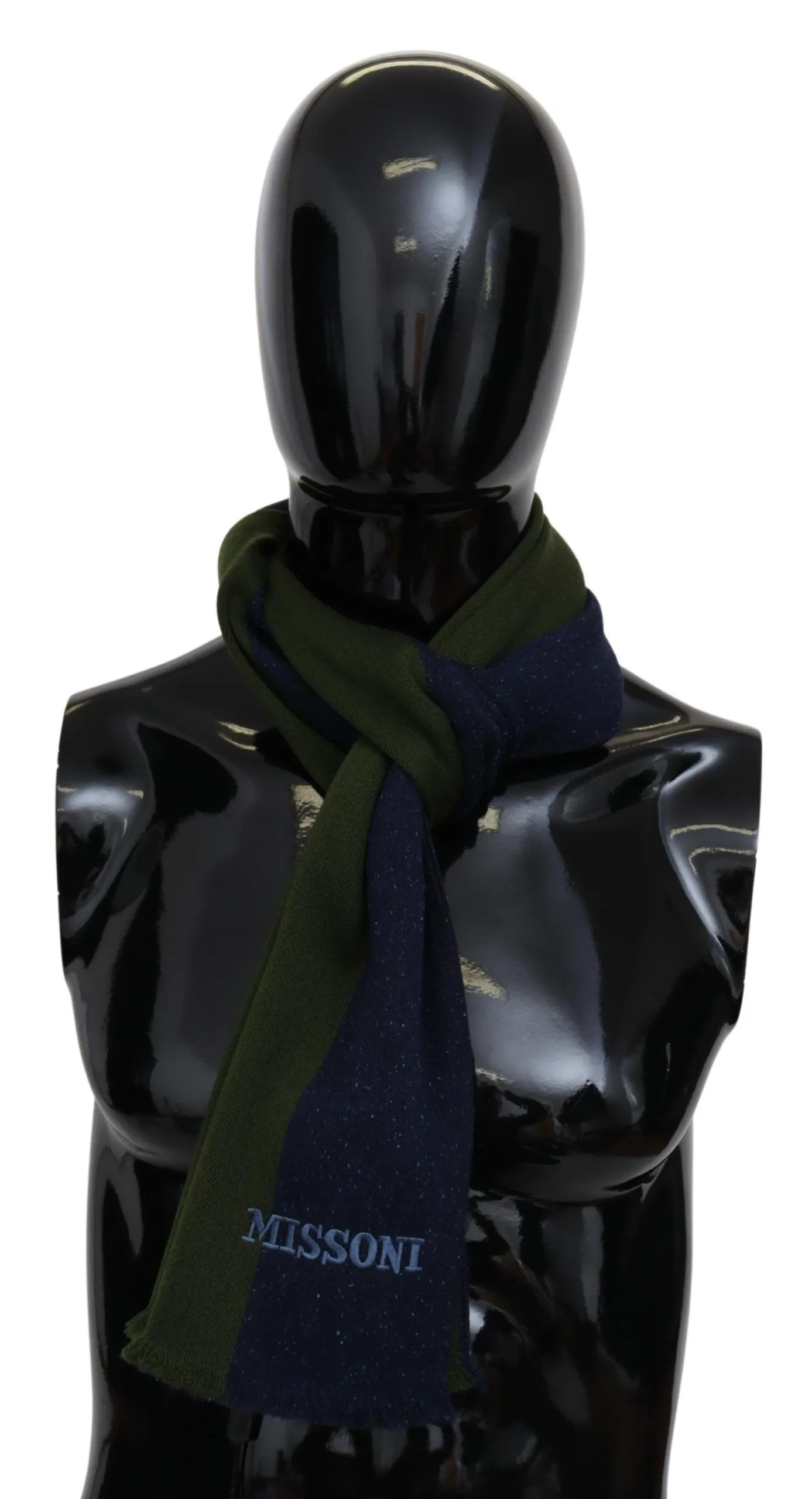 Missoni Men's Authentic Wool Scarf with Stripes and Logo Embroidery