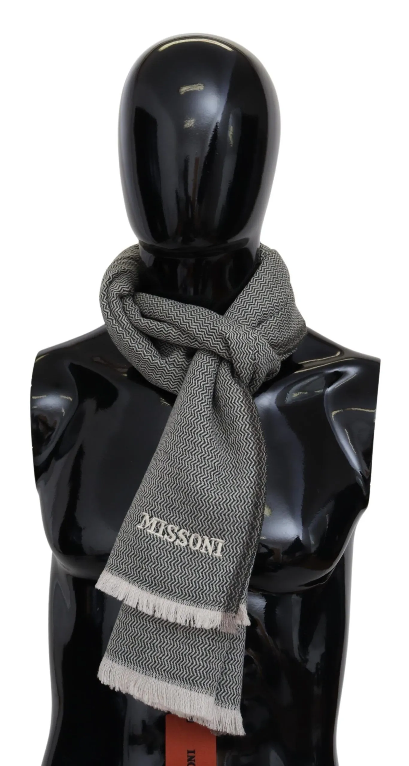Missoni Men's Plush Zigzag Cashmere Scarf in Gray
