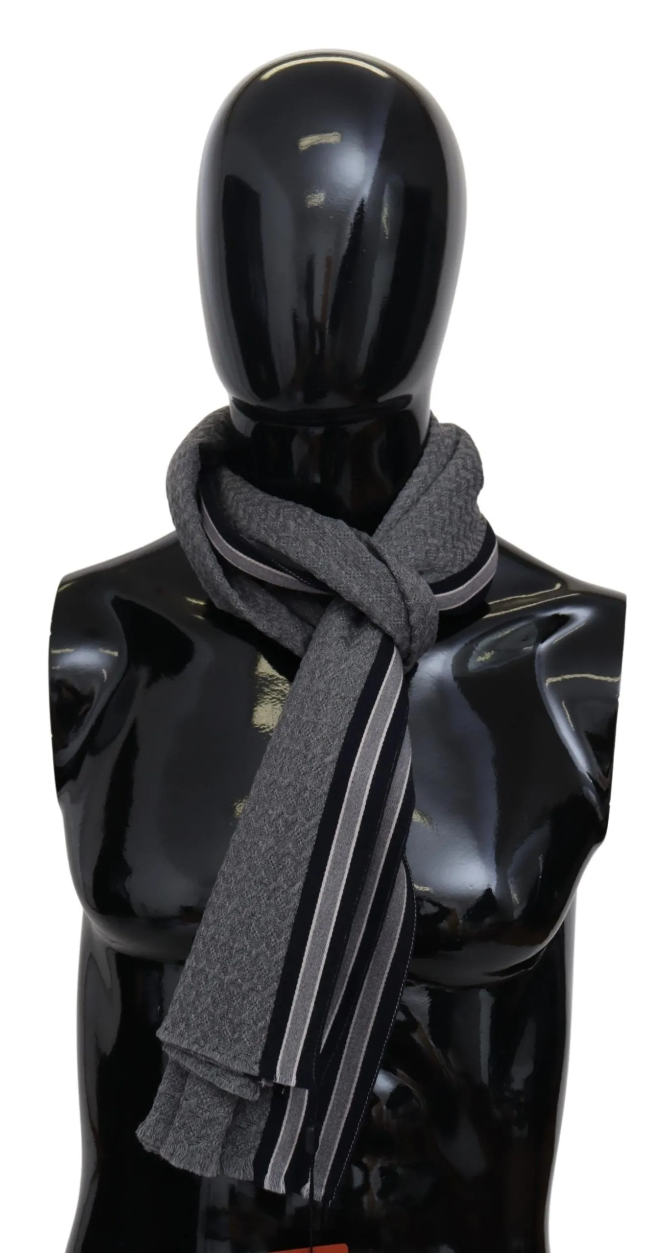 Missoni Men's Elegant Gray Wool Scarf with Signature Stripes