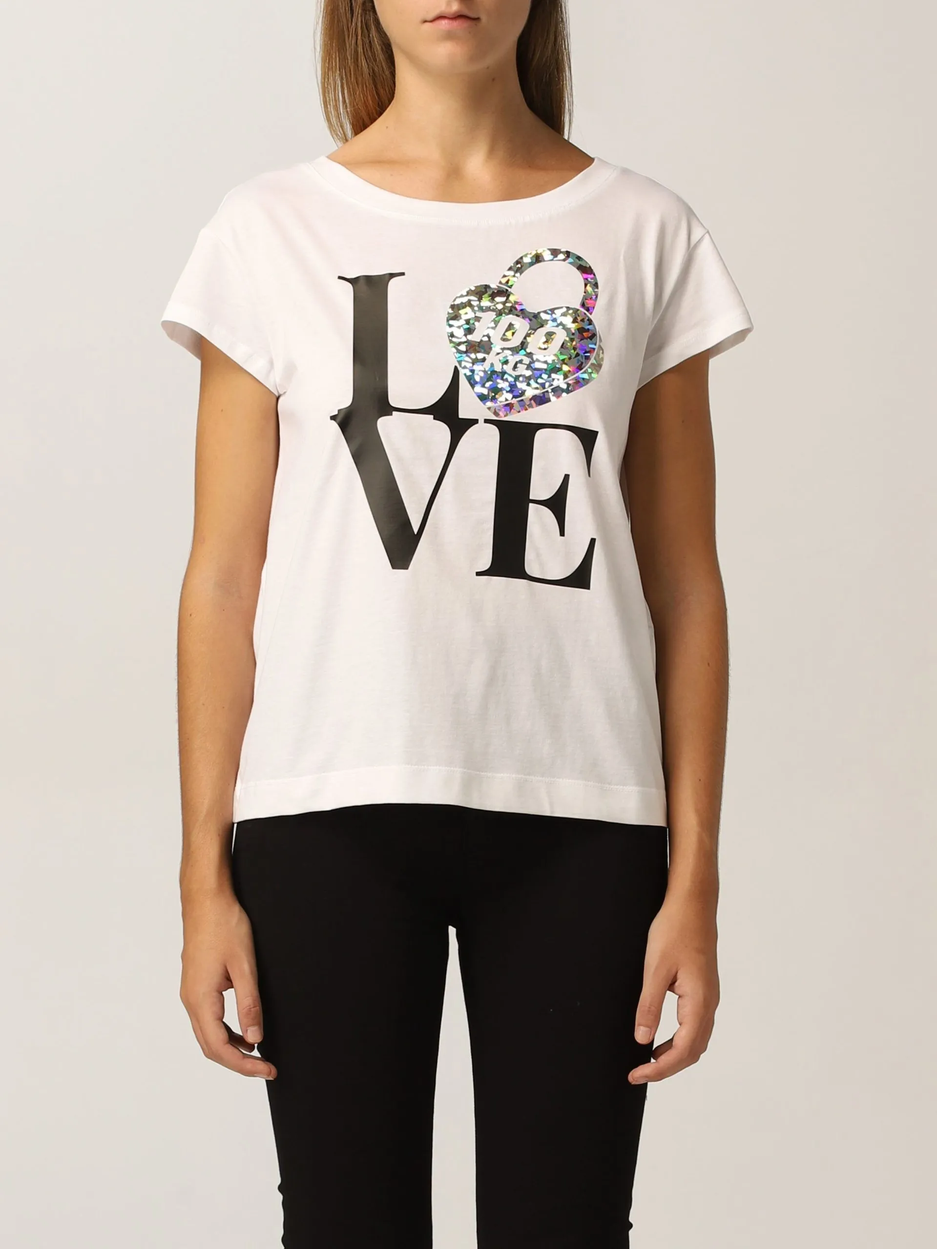 Love Moschino Women's Chic Minimal Logo Cotton Tee