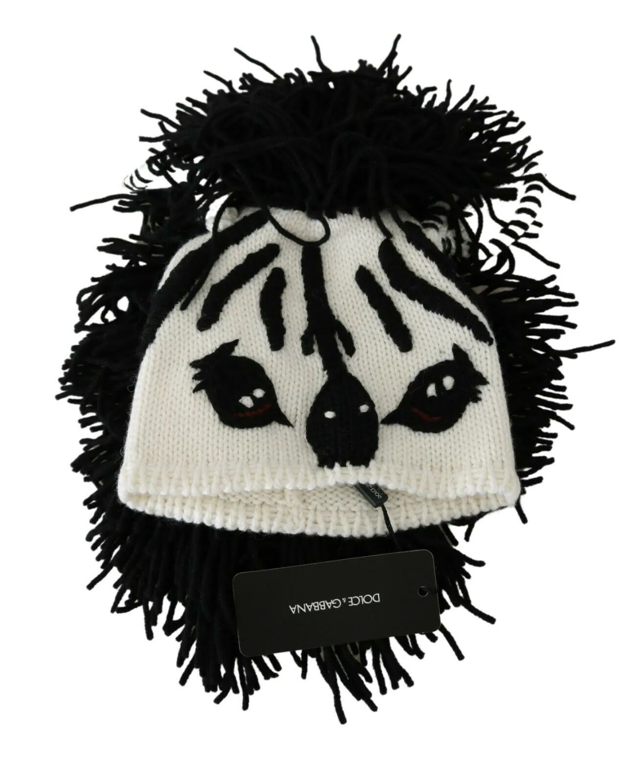 Dolce & Gabbana Women's Black and White Knitted Cashmere Beanie