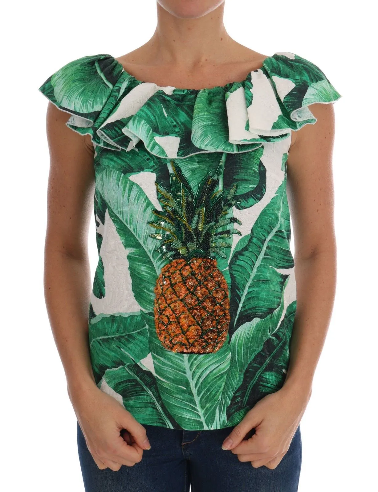 Dolce & Gabbana Women's Elegant Sequined Pineapple Blouse