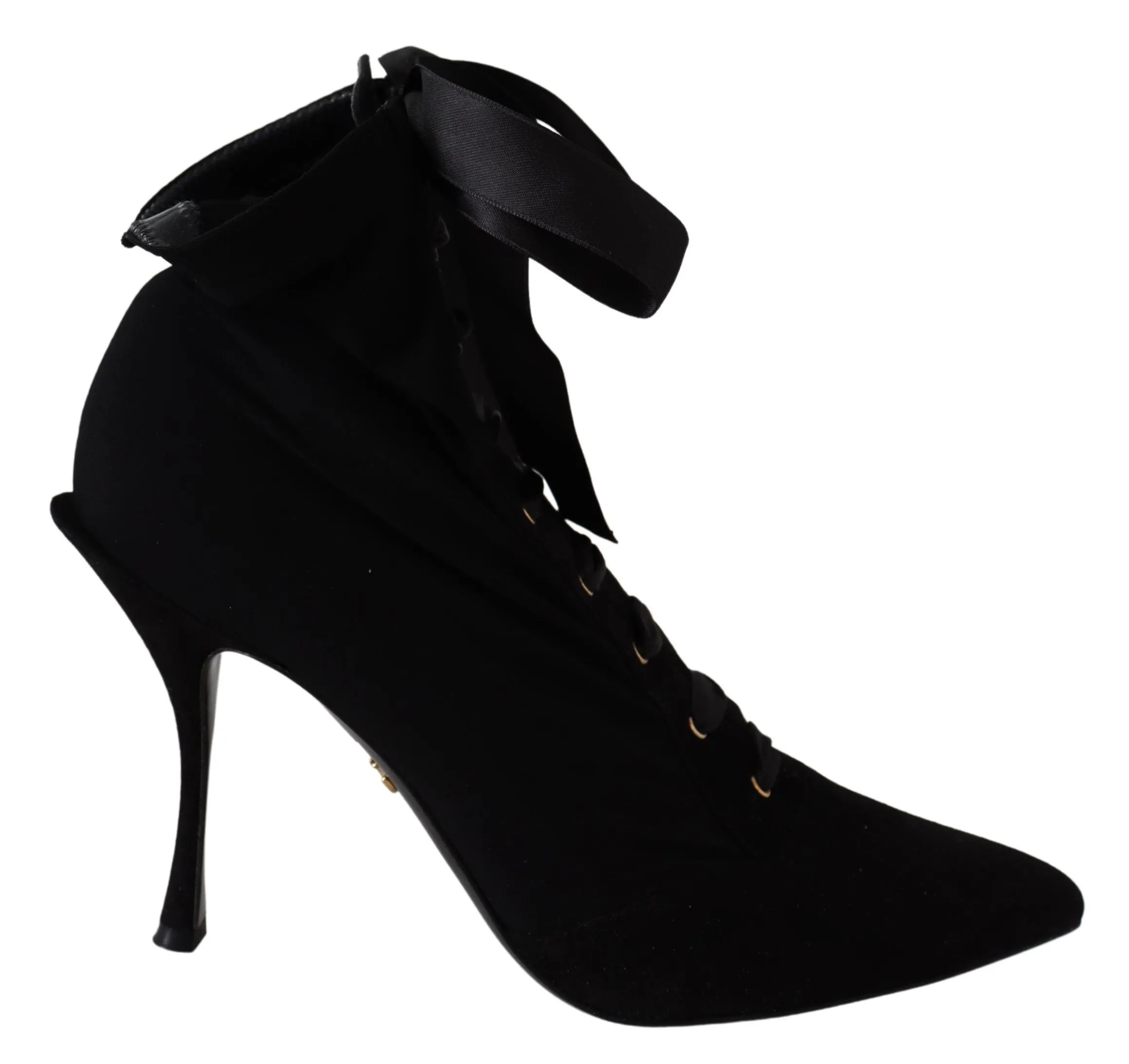 Dolce & Gabbana Women's Elegant Black Ankle Heel Boots with Leather Sole