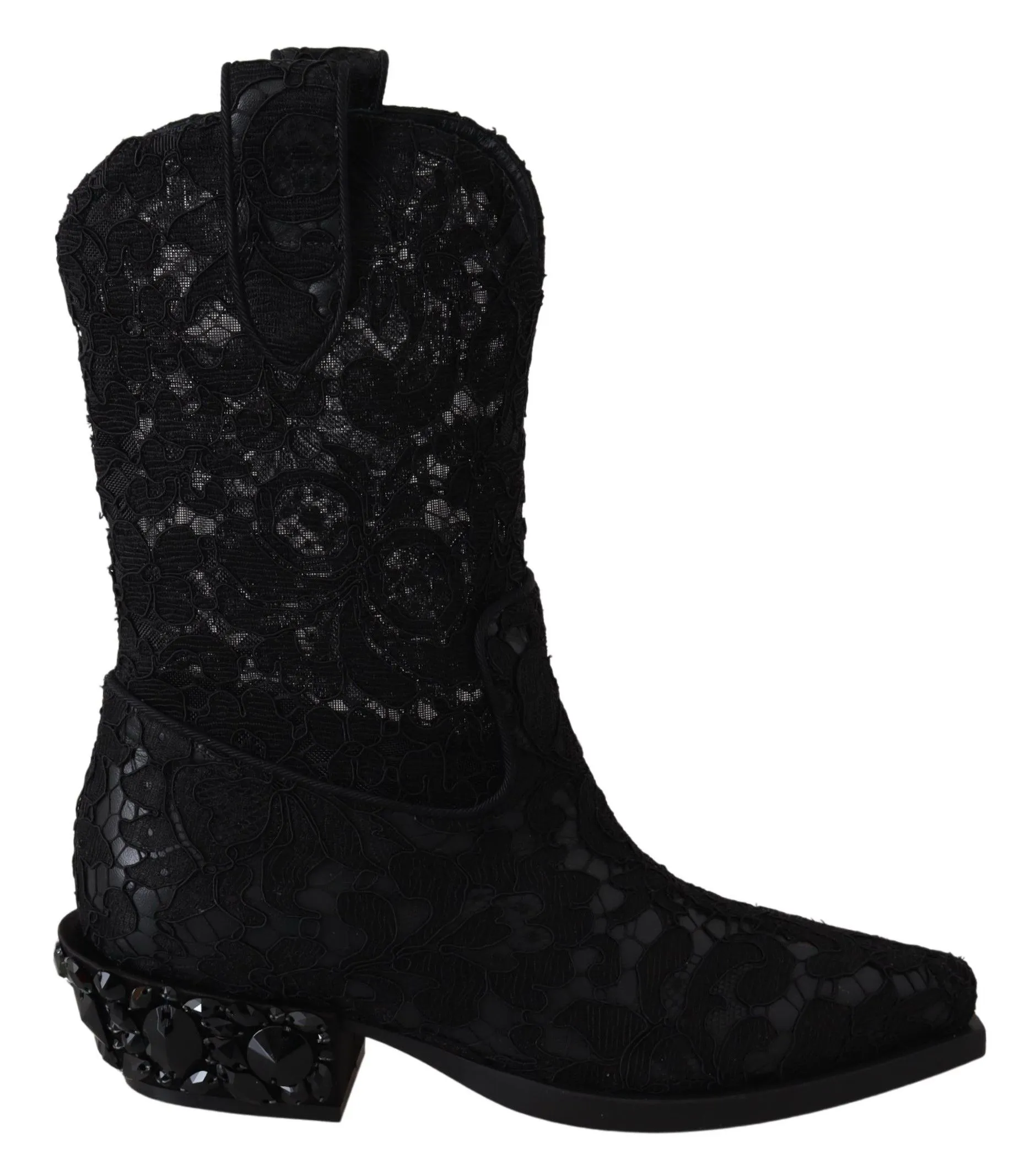 Dolce & Gabbana Women's Elegant Viscose Leather Ankle Boots with Crystals