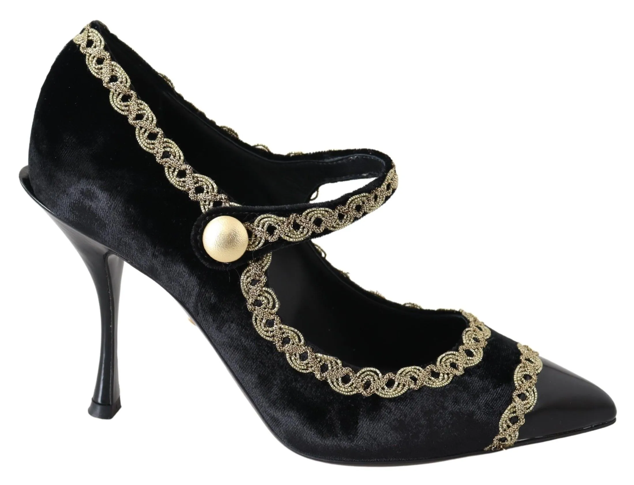 Dolce & Gabbana Women's Elegant Velvet Patent Embroidered Pumps