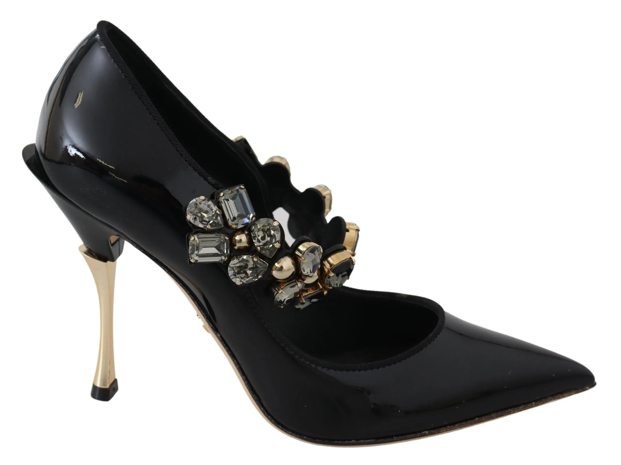 Dolce & Gabbana Women's Elegant Black Leather Crystal Pumps