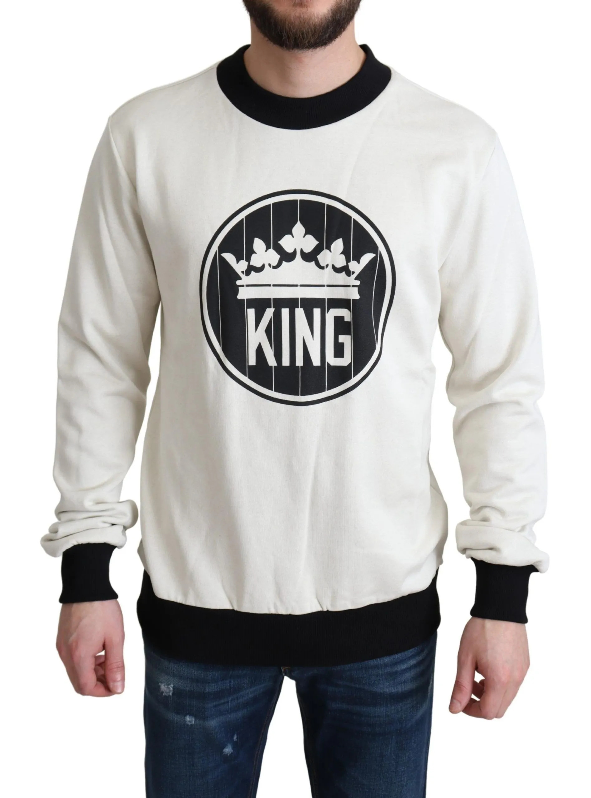 Dolce & Gabbana Men's Royal Crown Crewneck Sweater in White
