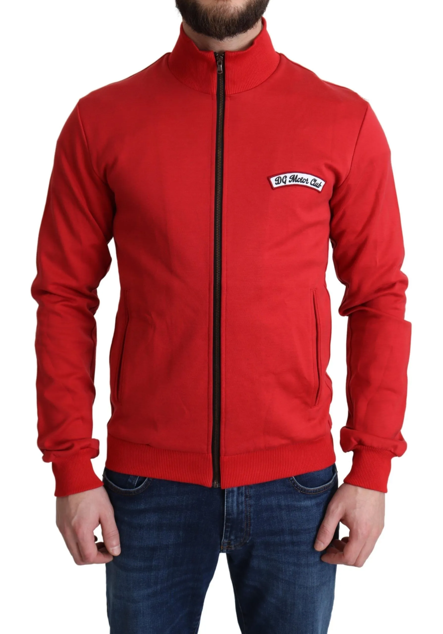 Dolce & Gabbana Men's Chic Red Turtle Neck Zip Cardigan Sweater
