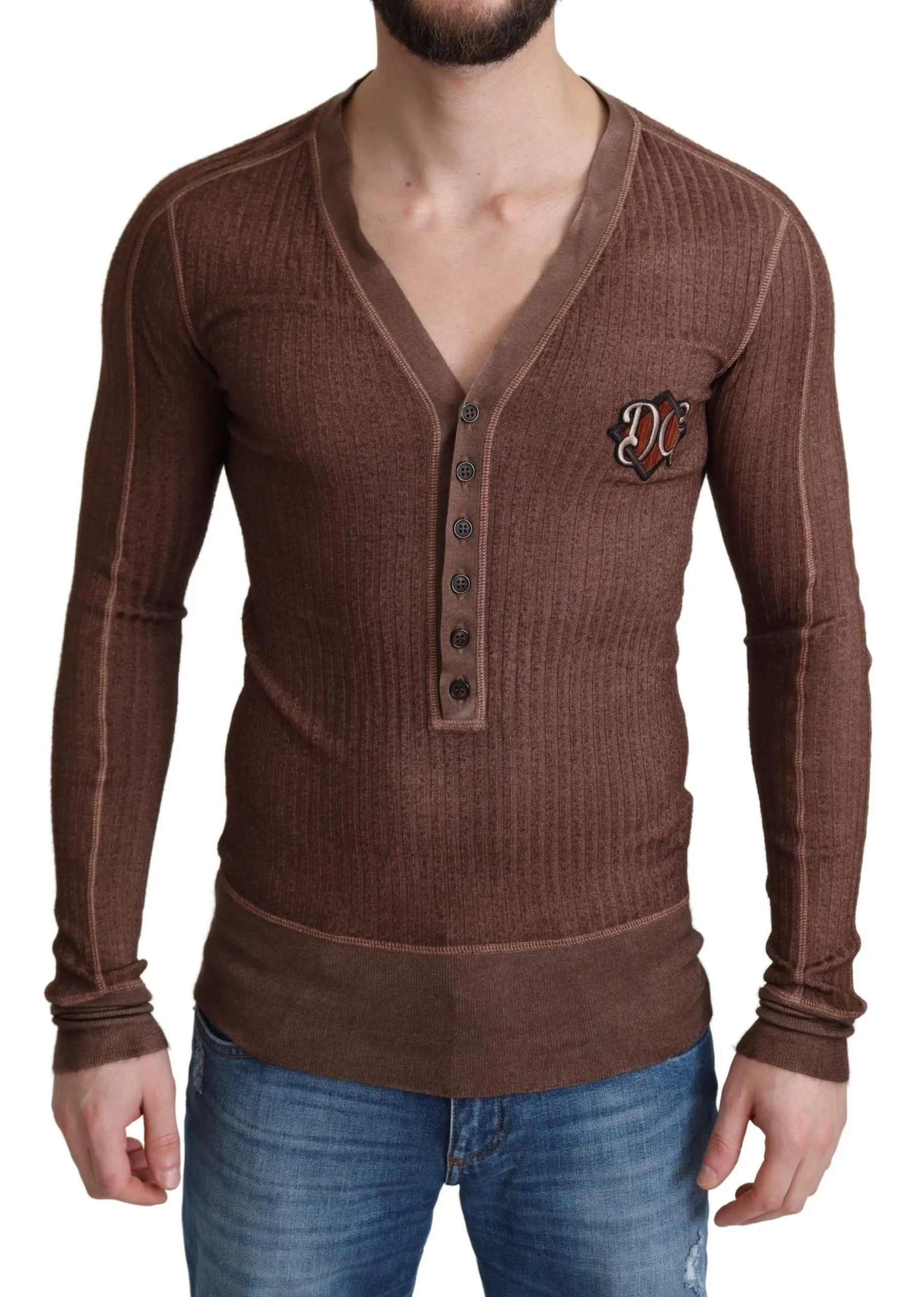 Dolce & Gabbana Men's Elegant V-Neck Cardigan in Subtle Pink