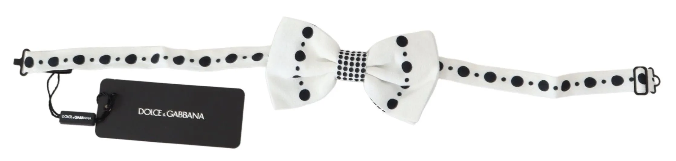 Dolce & Gabbana Men's Elegant White Dotted Silk Bow Tie