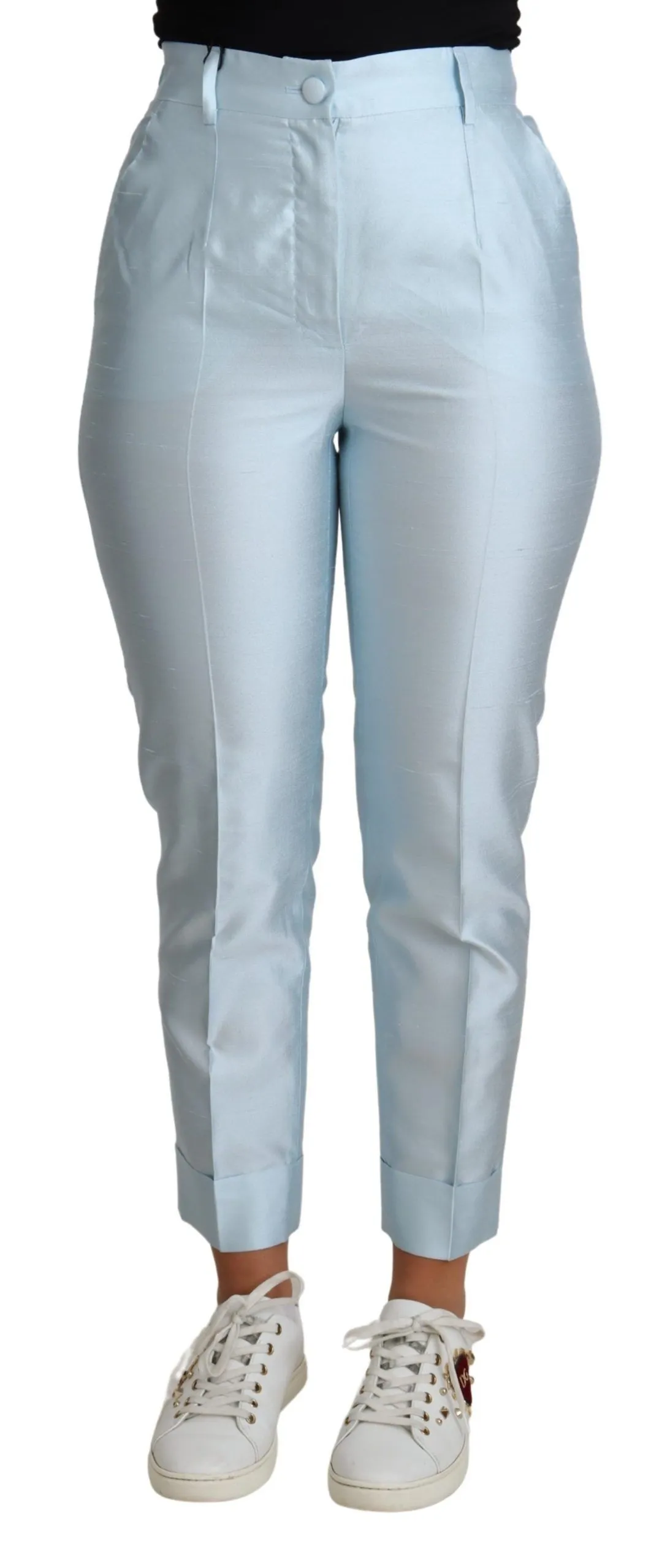 Dolce & Gabbana Women's Elegant High-Waisted Silk Trousers