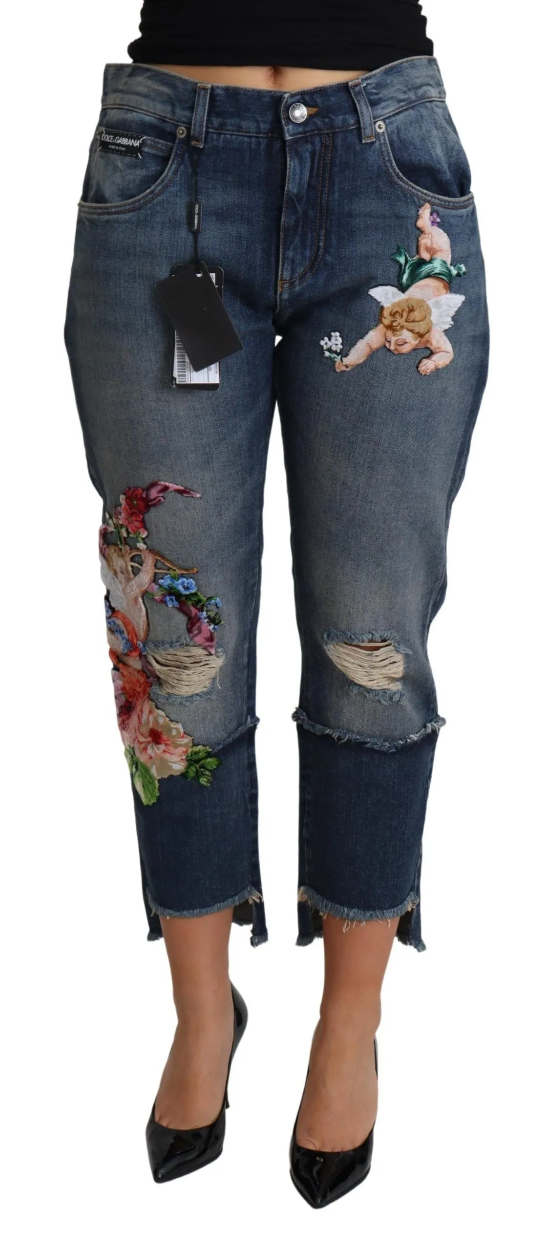 Dolce & Gabbana Women's Floral Embroidered Cropped Capri Jeans