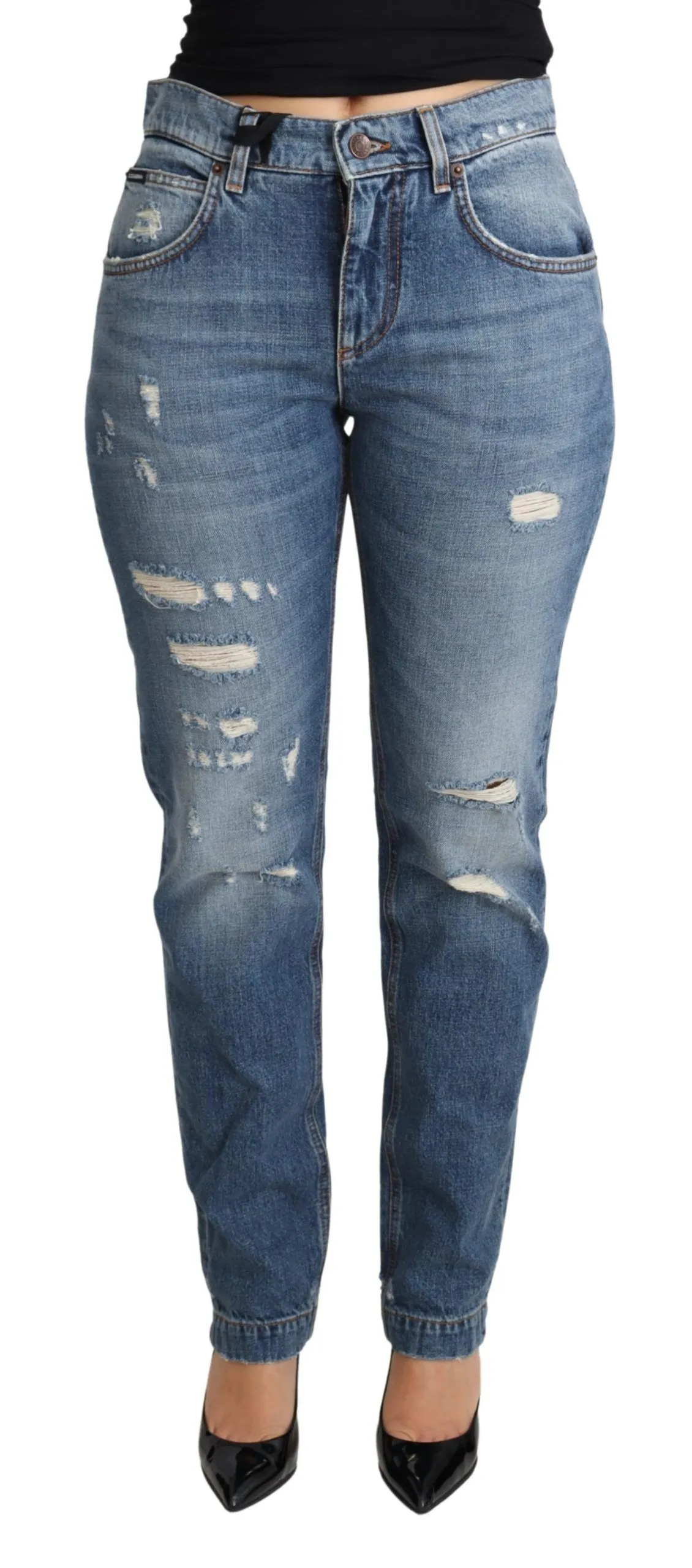 Dolce & Gabbana Women's Chic Heart Patch Skinny Denim Jeans
