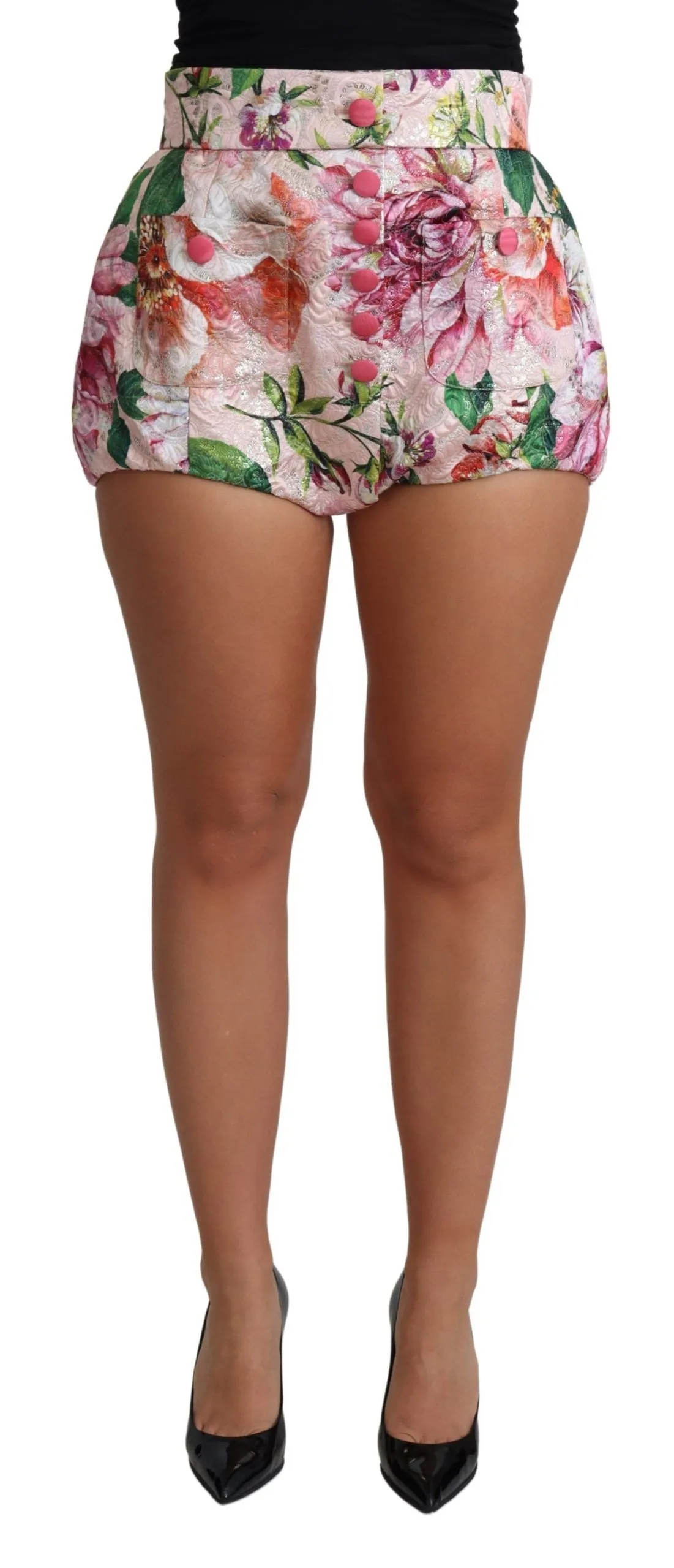 Dolce & Gabbana Women's Chic Pink Floral High-Waist Hot Pants