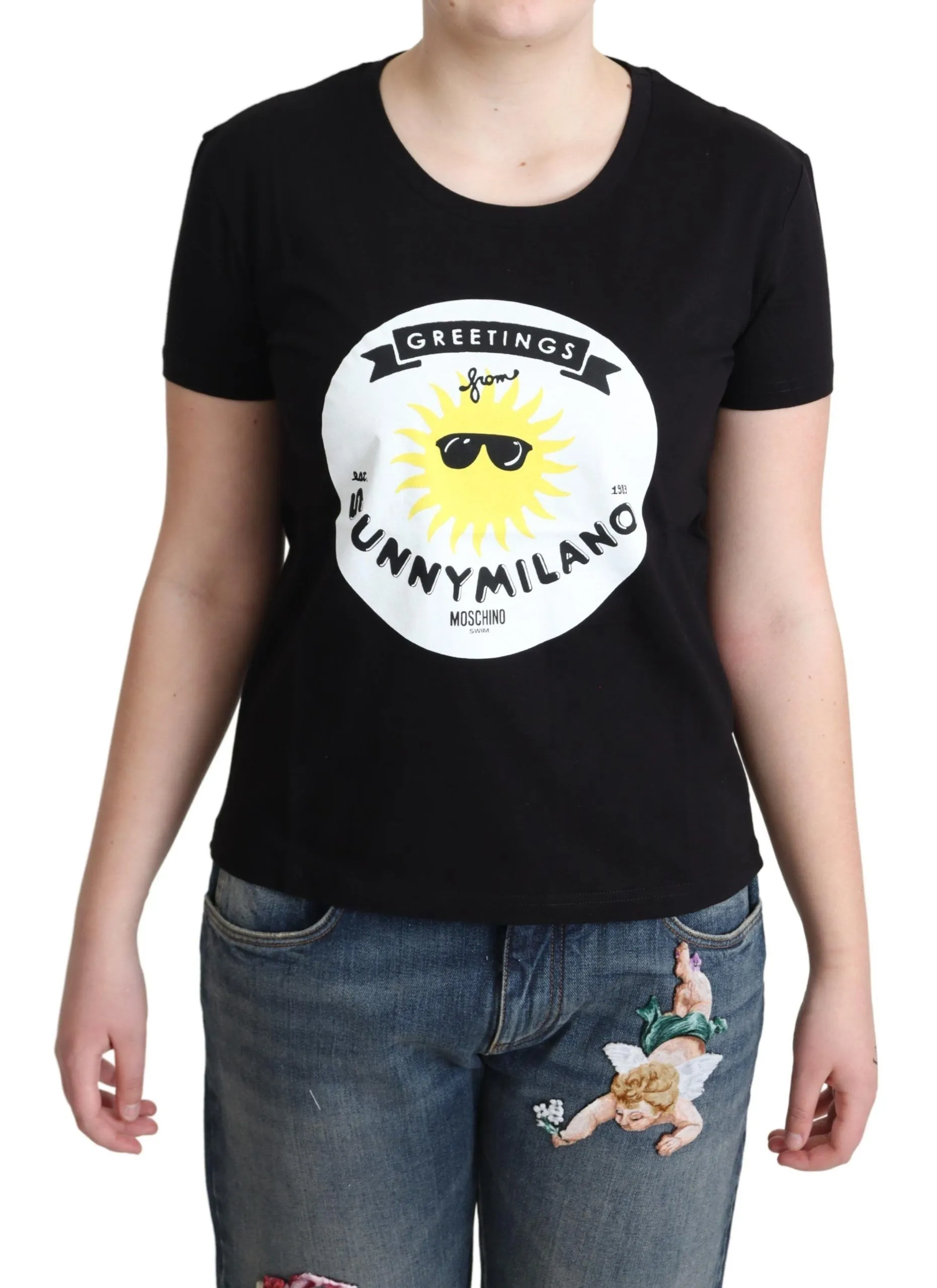 Moschino Women's Chic Moschino Cotton Tee with Milano Print