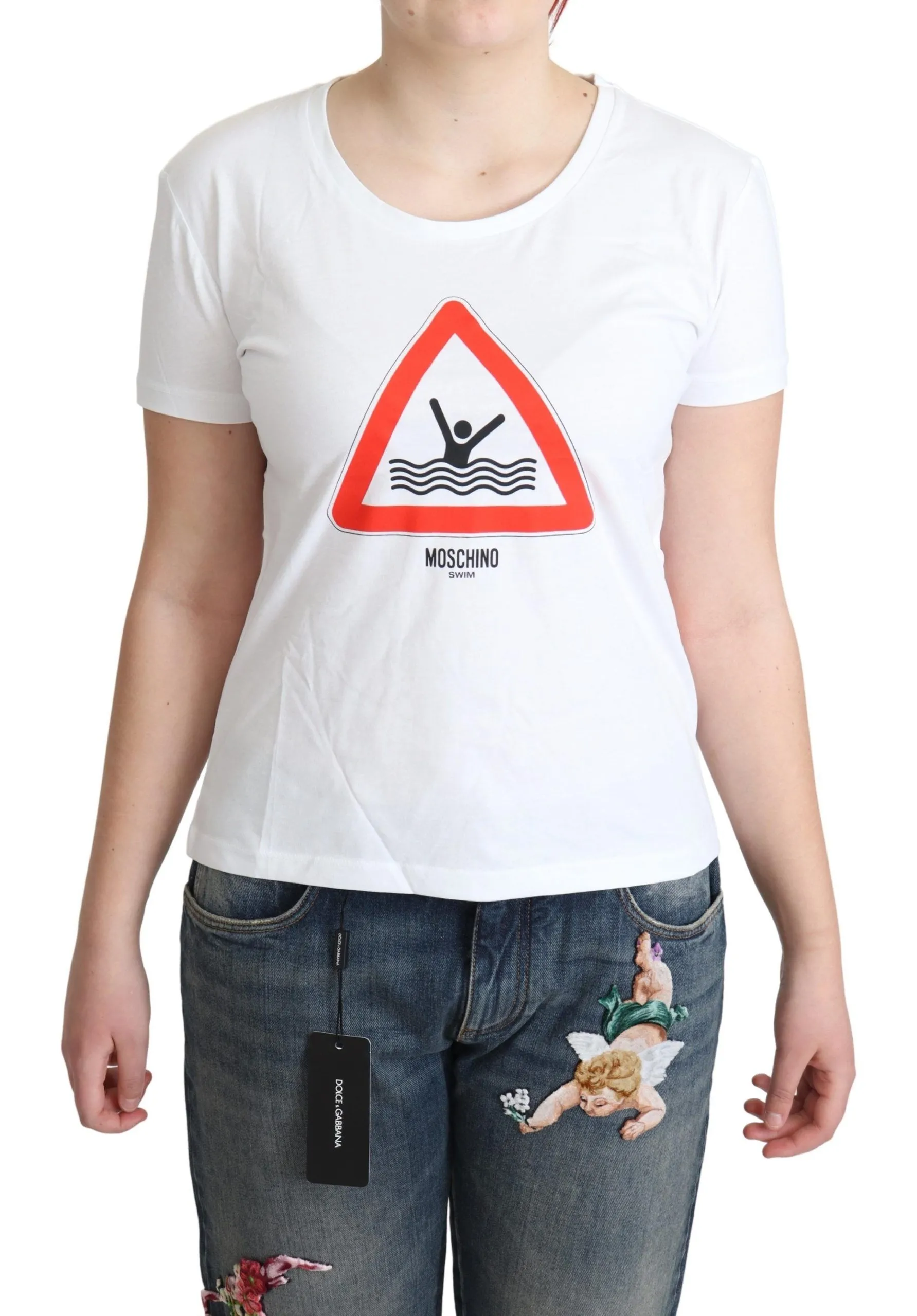Moschino Women's Chic Triangle Graphic Cotton Tee