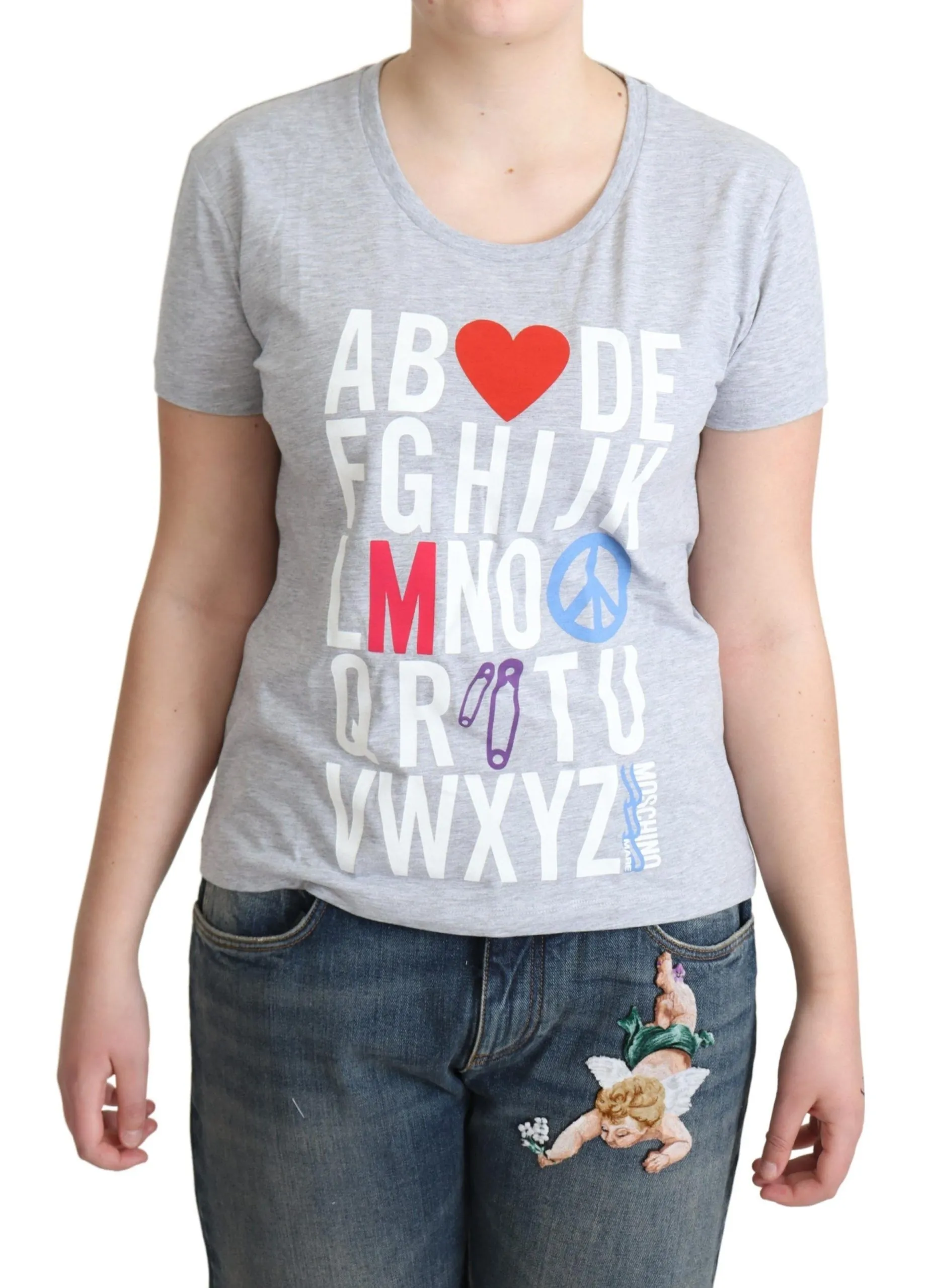 Moschino Women's Elegant Alphabet Printed Cotton Tee