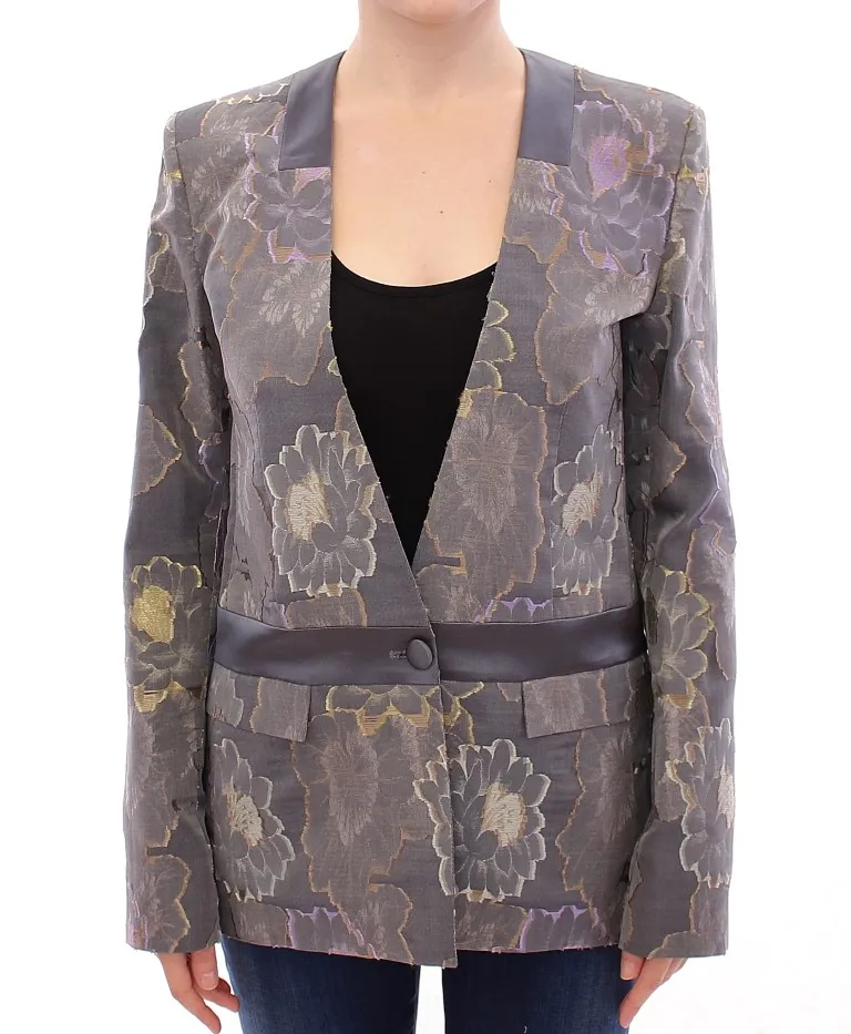 Roberto Fragata Women's Chic Silk Floral One-Button Blazer