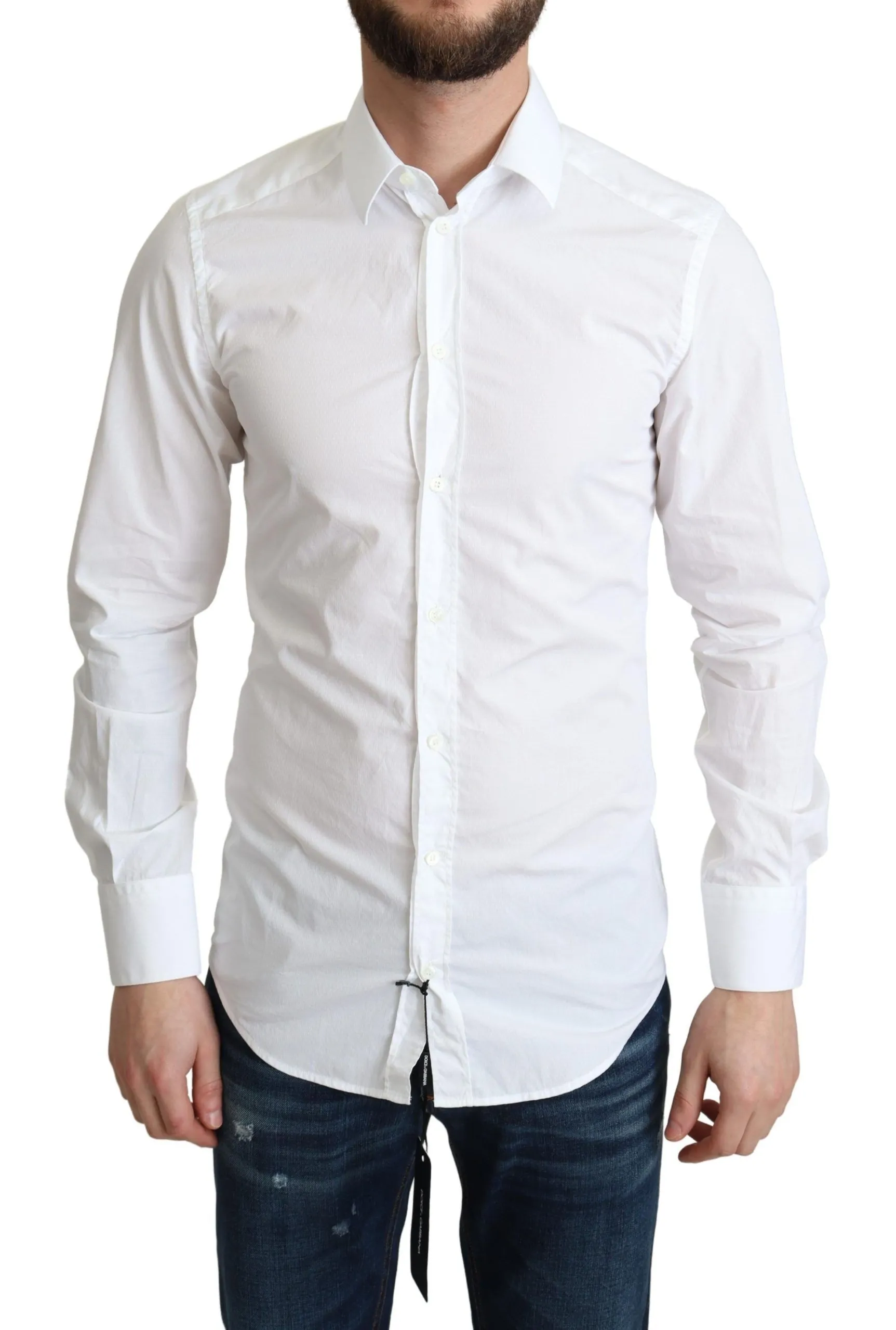 Dolce & Gabbana Men's Elegant White Cotton Dress Shirt