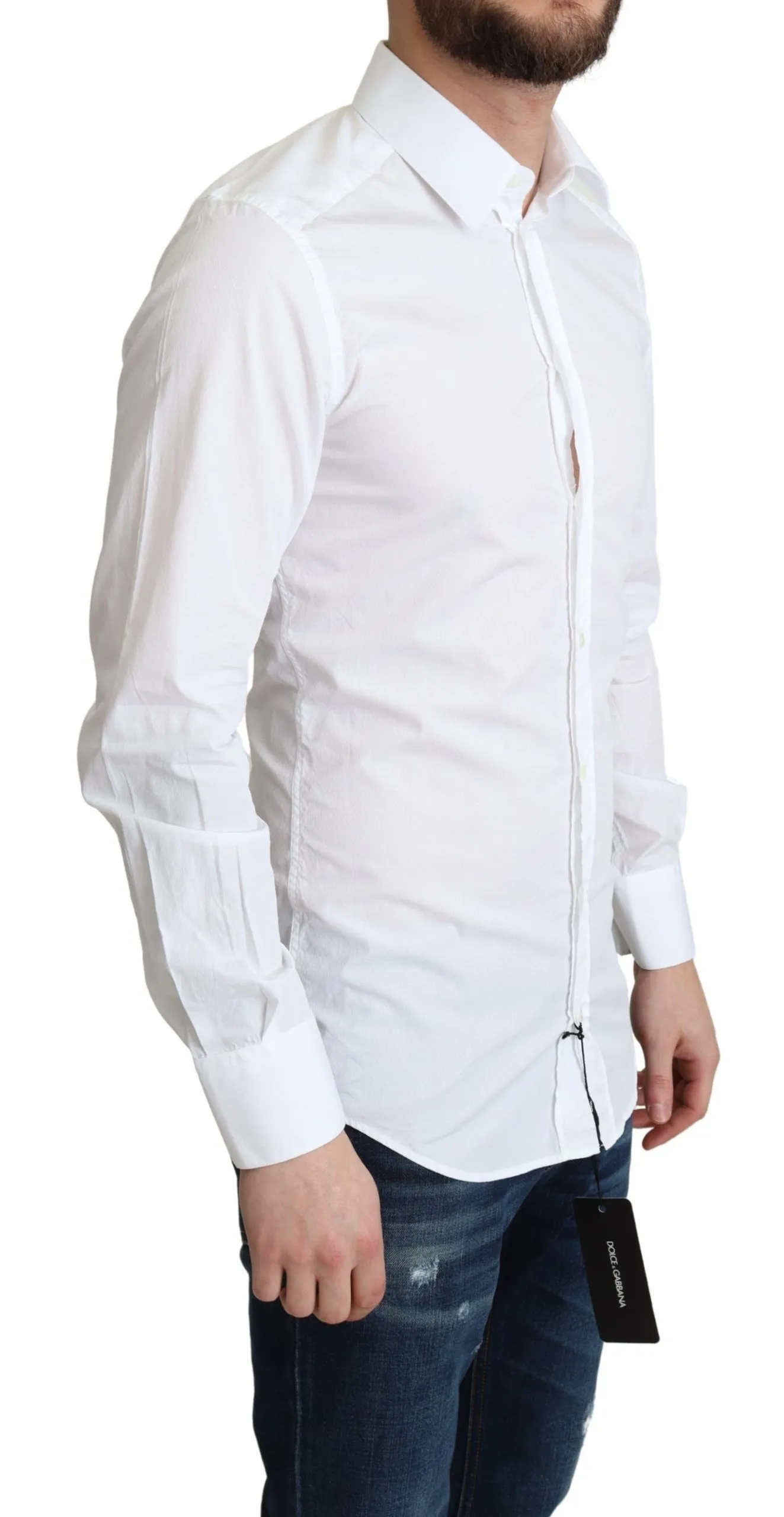 Dolce & Gabbana Men's Elegant White Cotton Dress Shirt