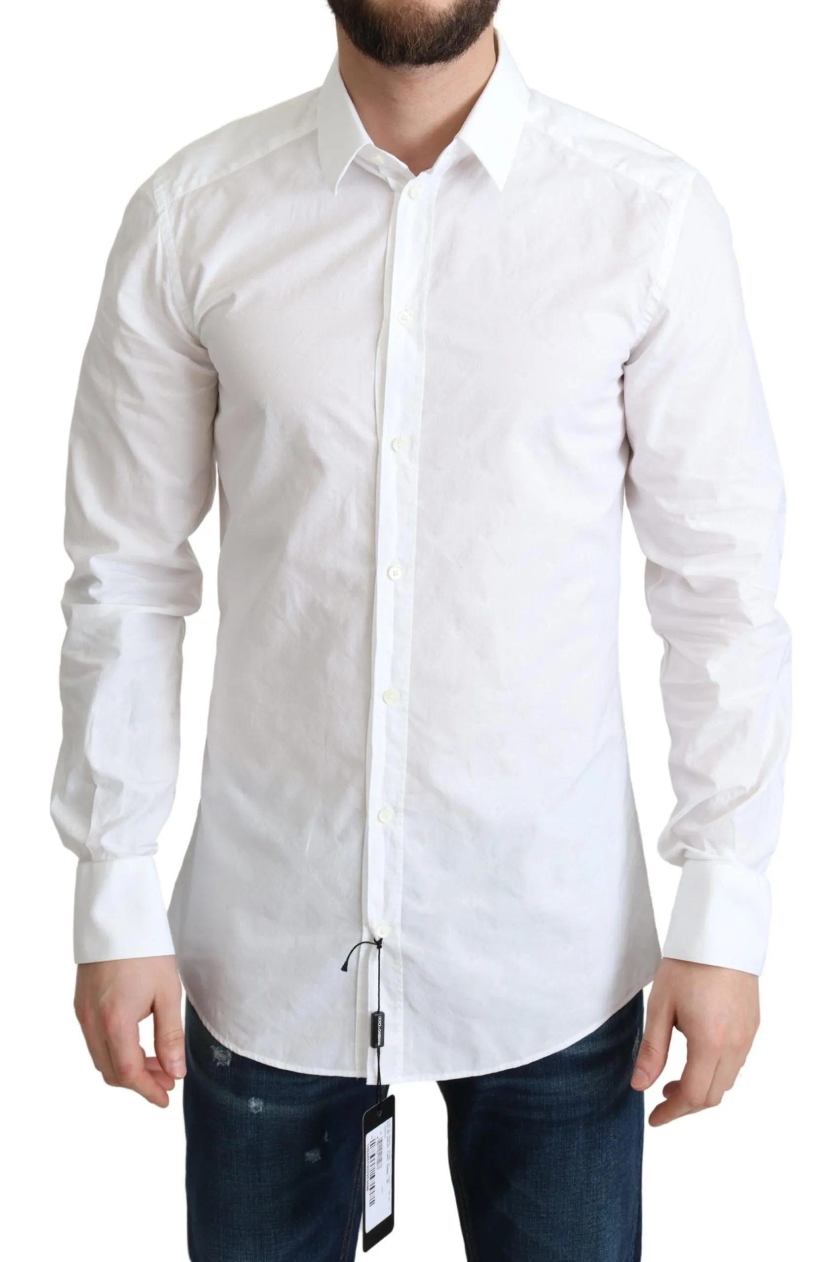 Dolce & Gabbana Men's Elegant White Cotton Dress Shirt